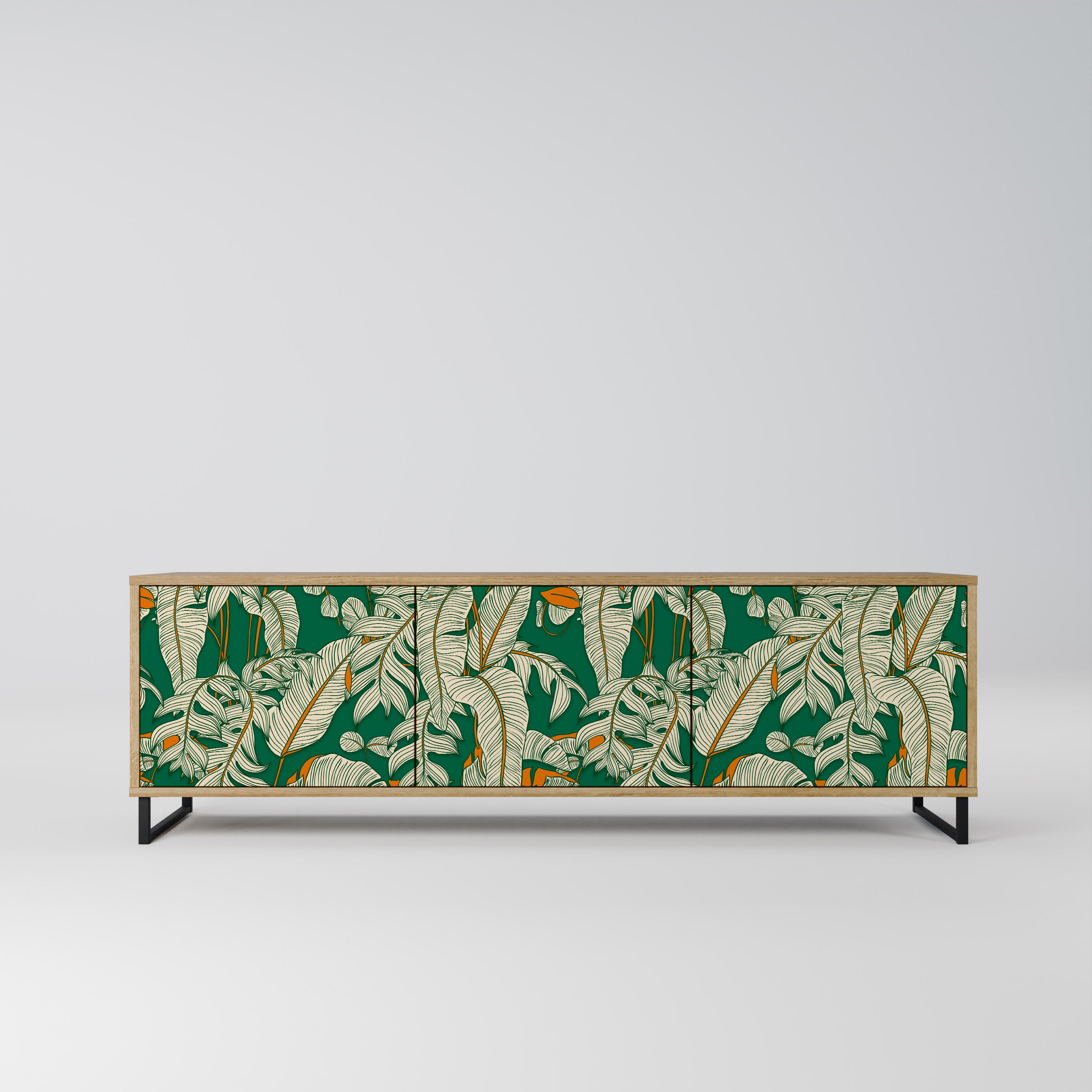 Mueble de TV de 3 puertas VERDANT PLEASURES con efecto roble