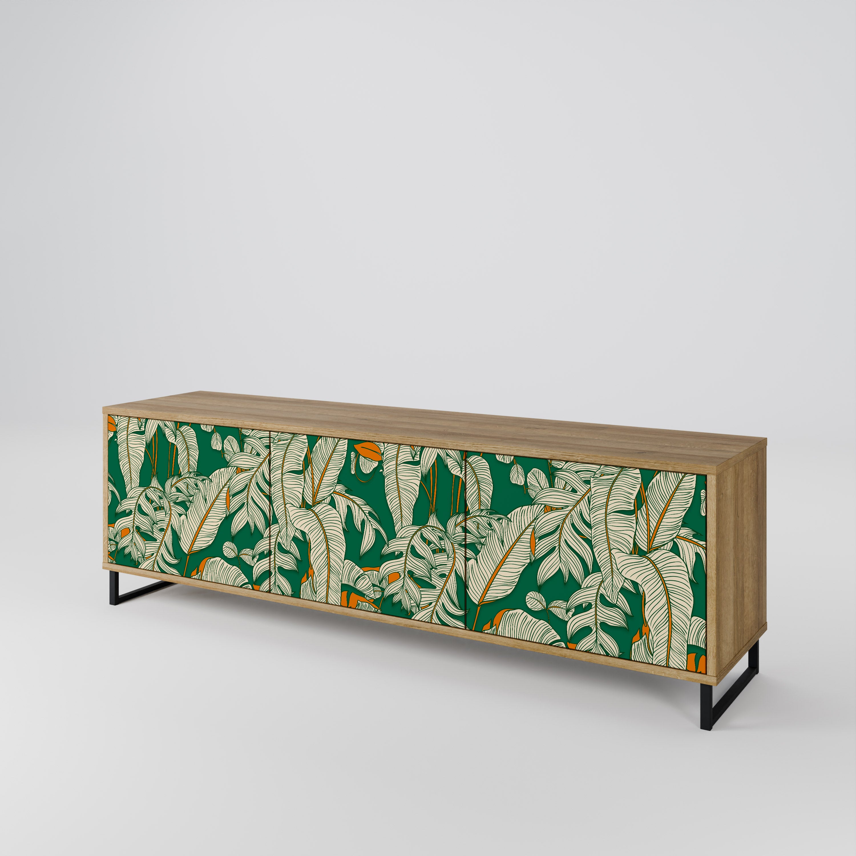 Mueble de TV de 3 puertas VERDANT PLEASURES con efecto roble