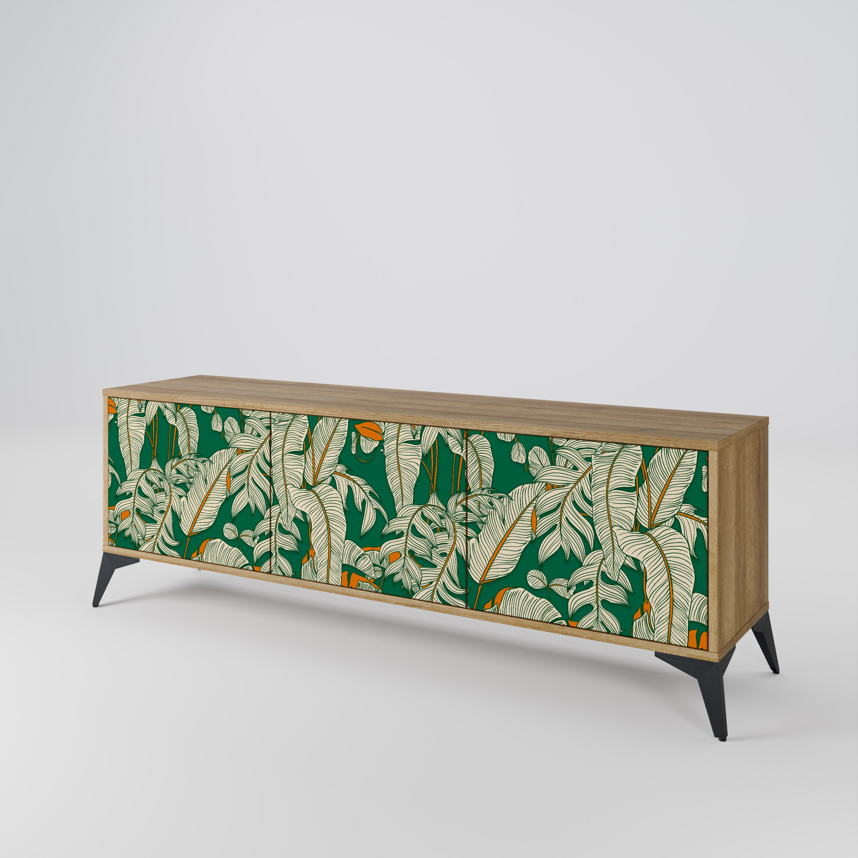 Mueble de TV de 3 puertas VERDANT PLEASURES con efecto roble