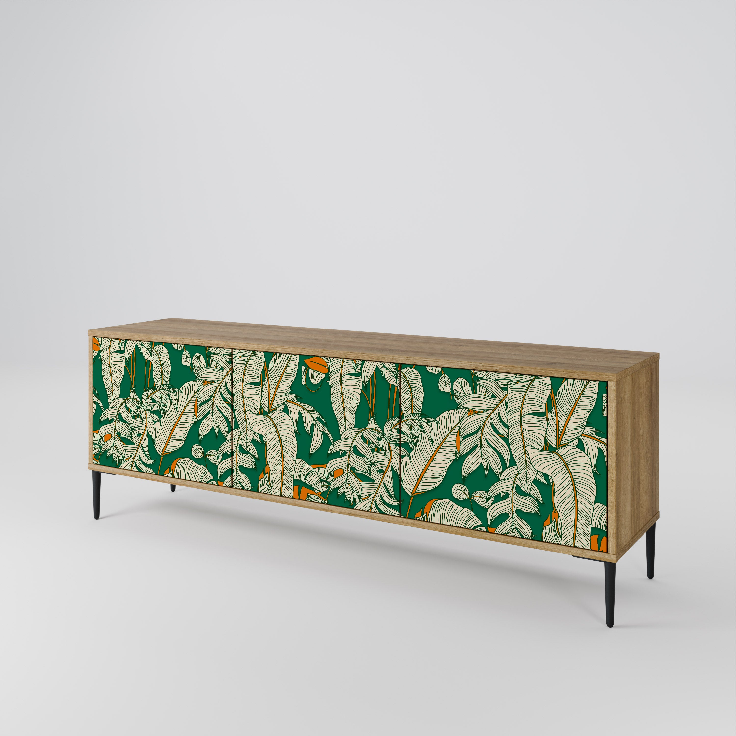 Mueble de TV de 3 puertas VERDANT PLEASURES con efecto roble