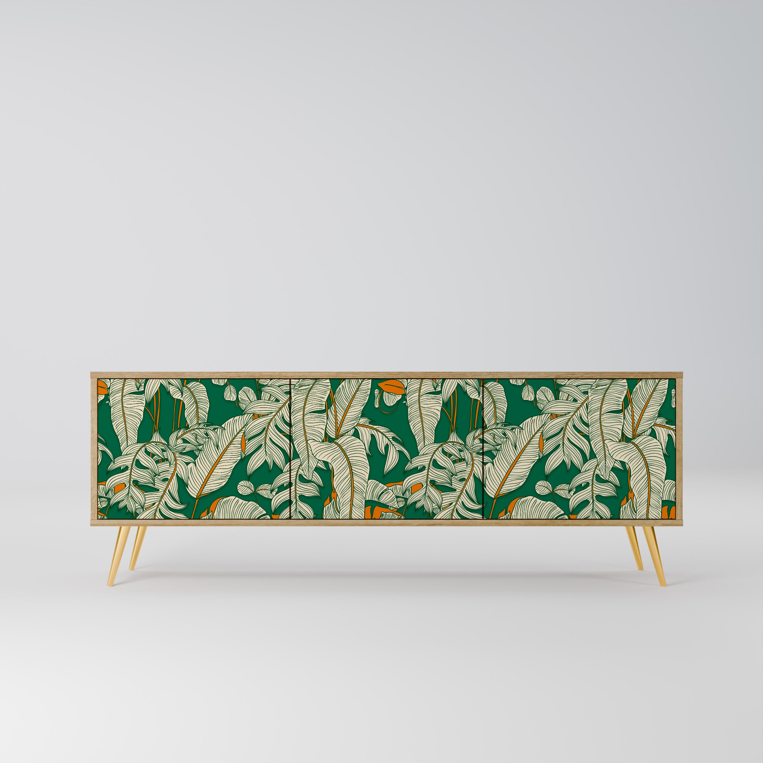 Mueble de TV de 3 puertas VERDANT PLEASURES con efecto roble