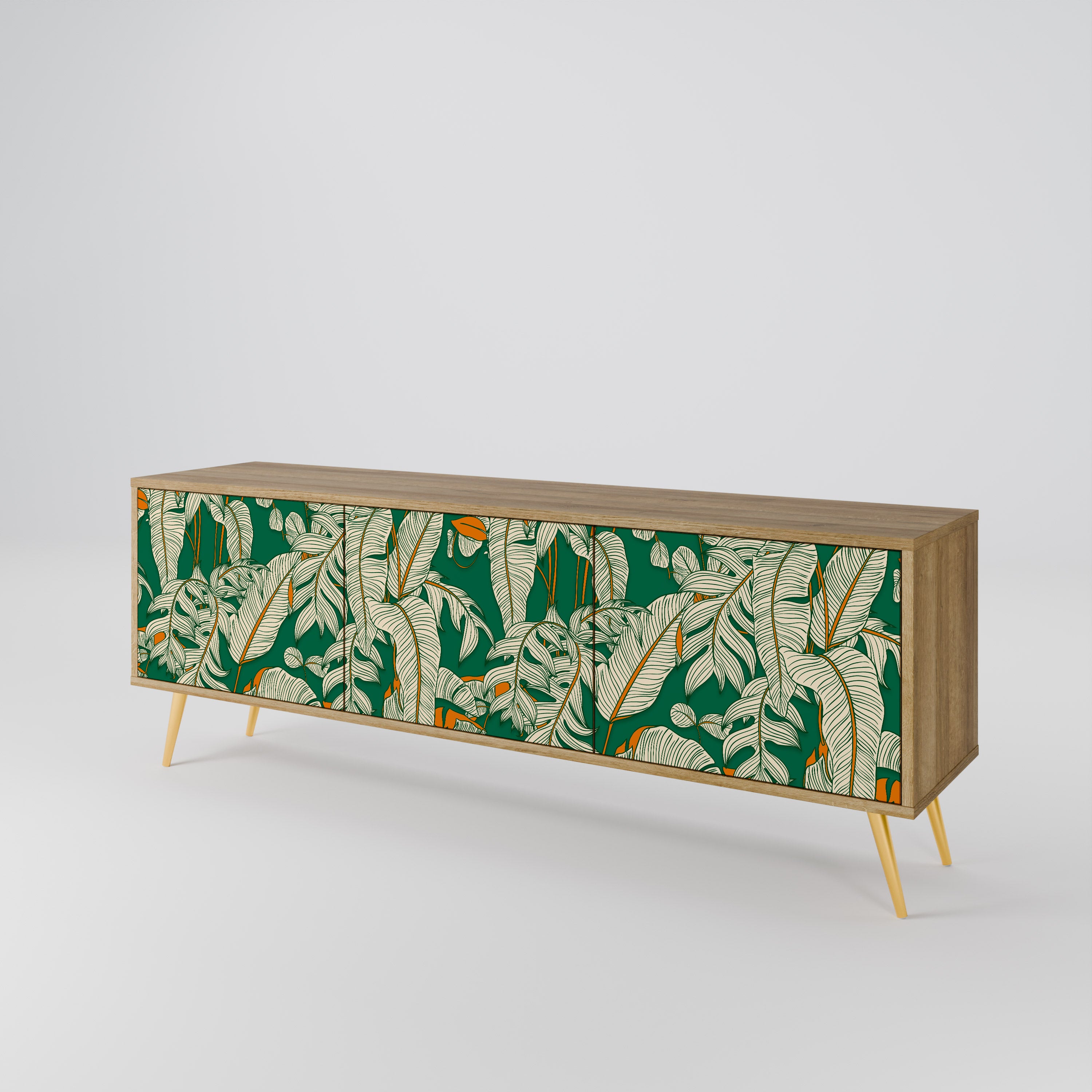Mueble de TV de 3 puertas VERDANT PLEASURES con efecto roble