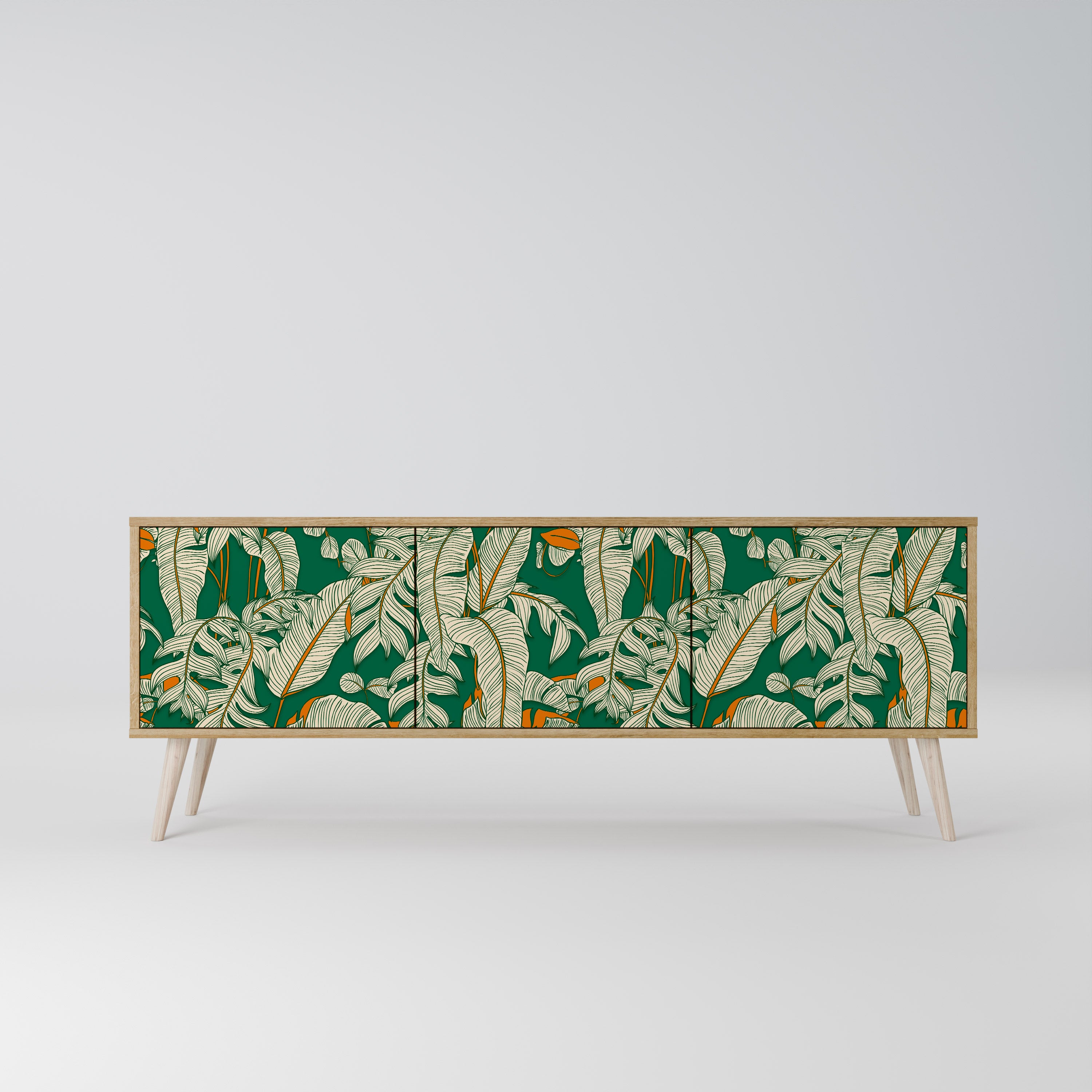 Mueble de TV de 3 puertas VERDANT PLEASURES con efecto roble