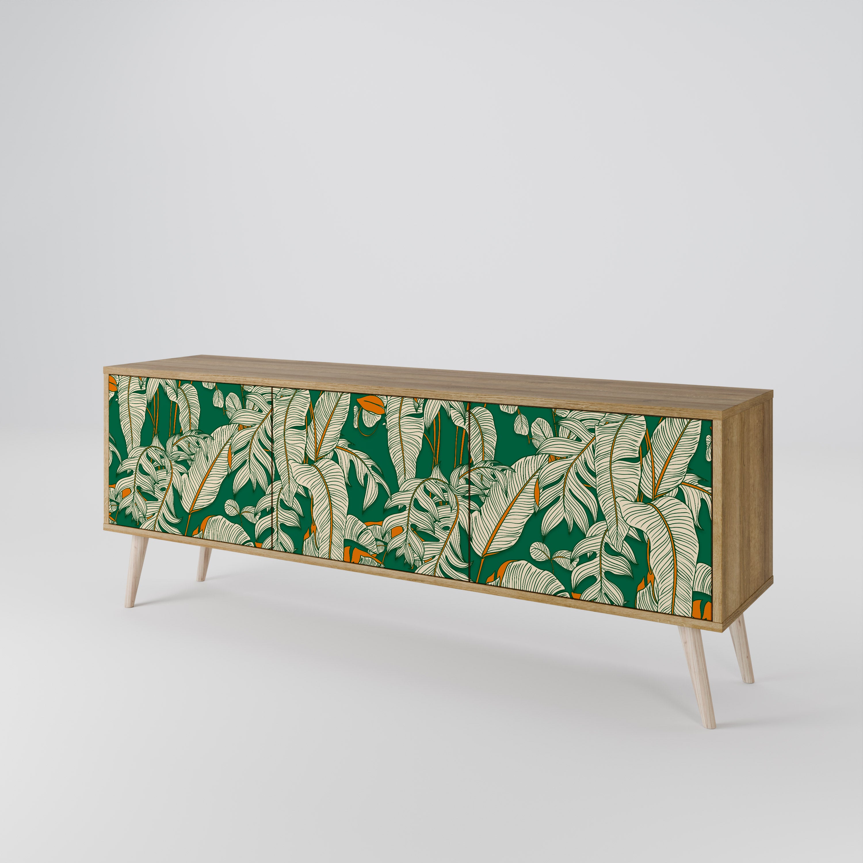 Mueble de TV de 3 puertas VERDANT PLEASURES con efecto roble