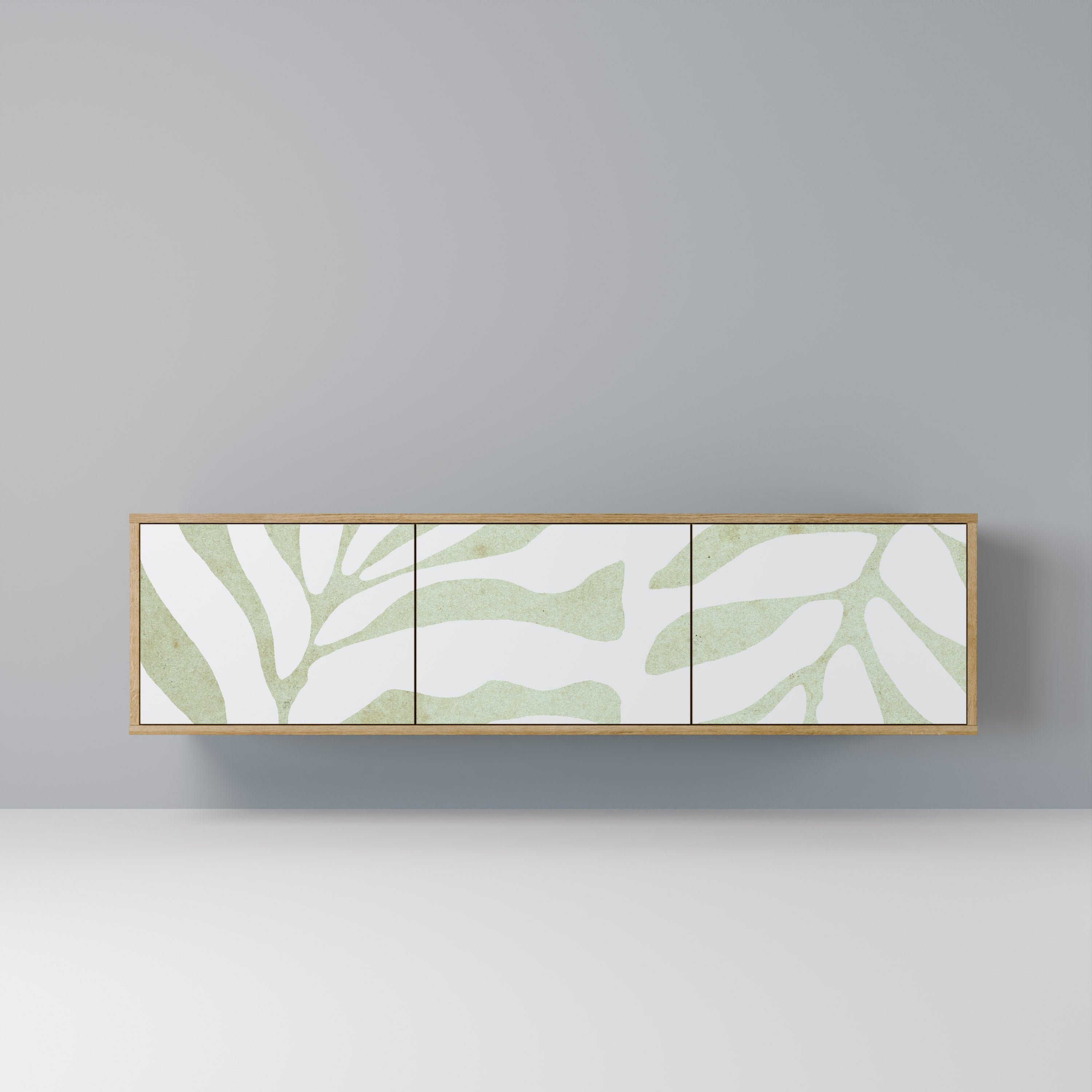 Mueble de TV de 3 puertas BOTANICAL SPARK con efecto roble