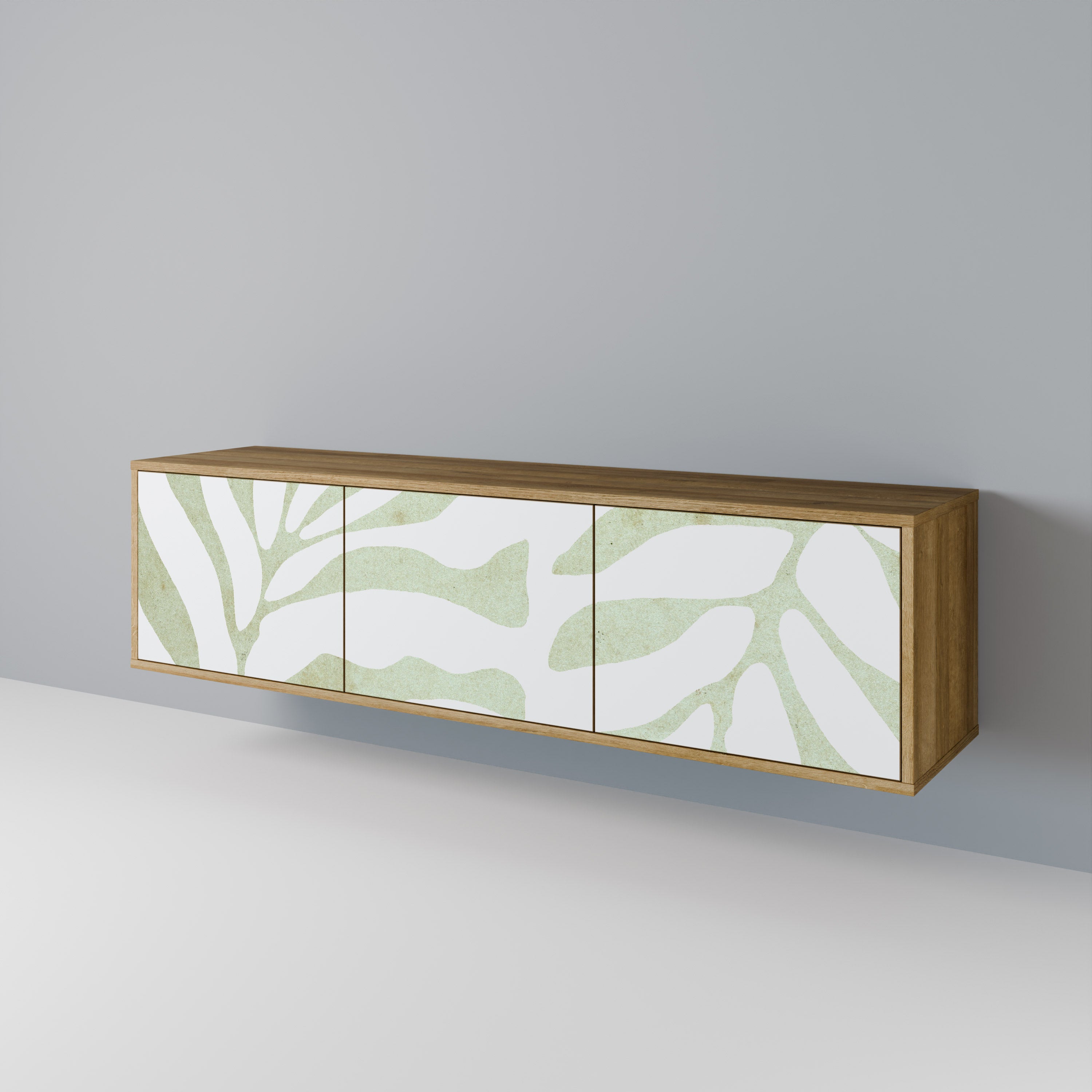 Mueble de TV de 3 puertas BOTANICAL SPARK con efecto roble