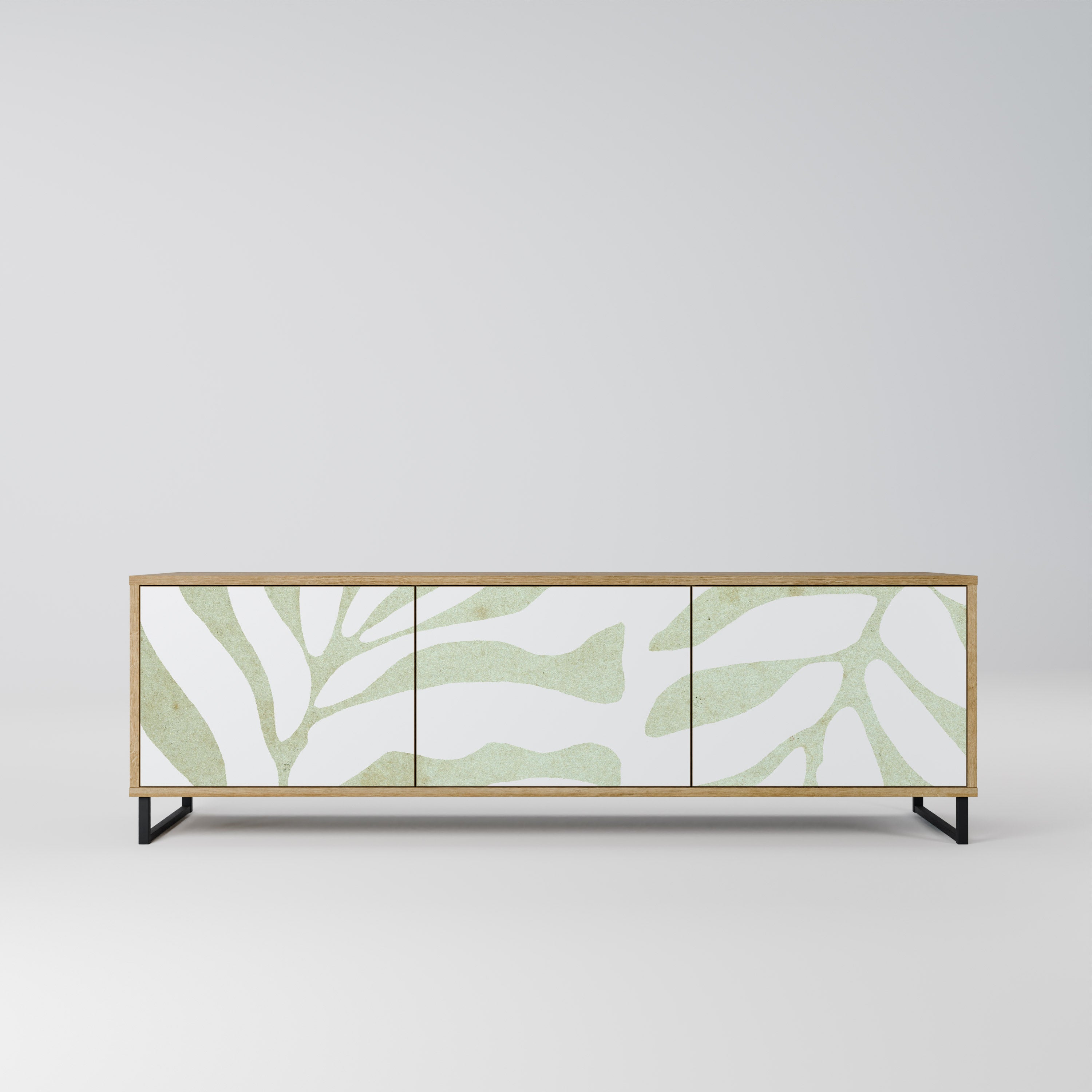 Mueble de TV de 3 puertas BOTANICAL SPARK con efecto roble