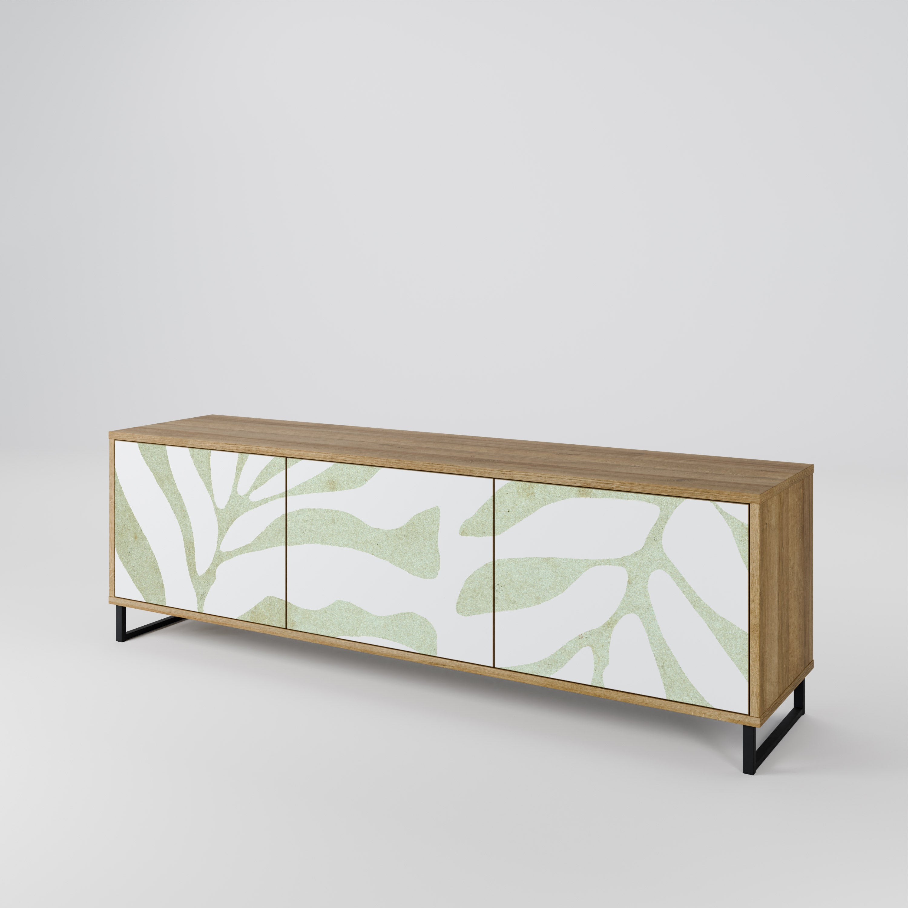 Mueble de TV de 3 puertas BOTANICAL SPARK con efecto roble