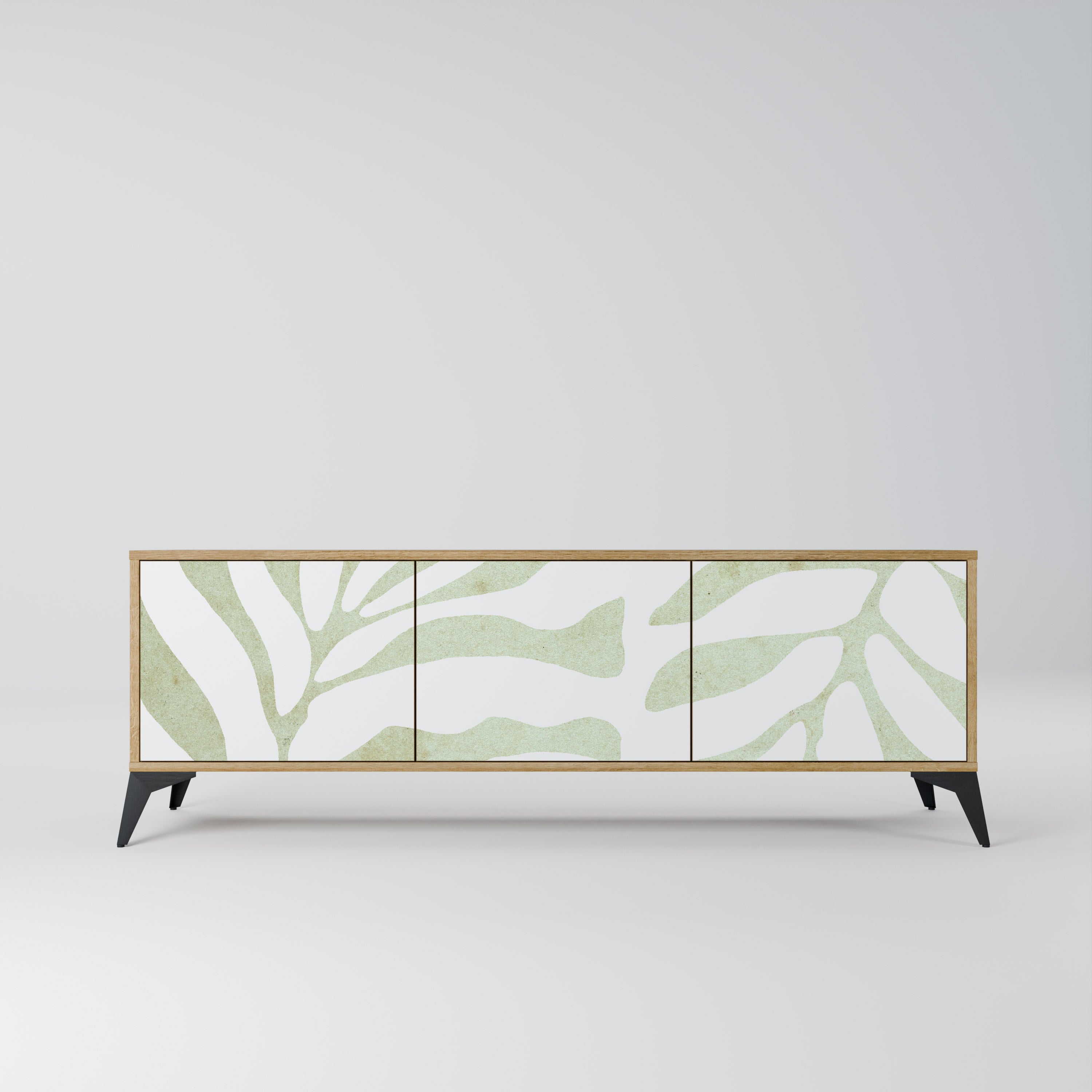 Mueble de TV de 3 puertas BOTANICAL SPARK con efecto roble