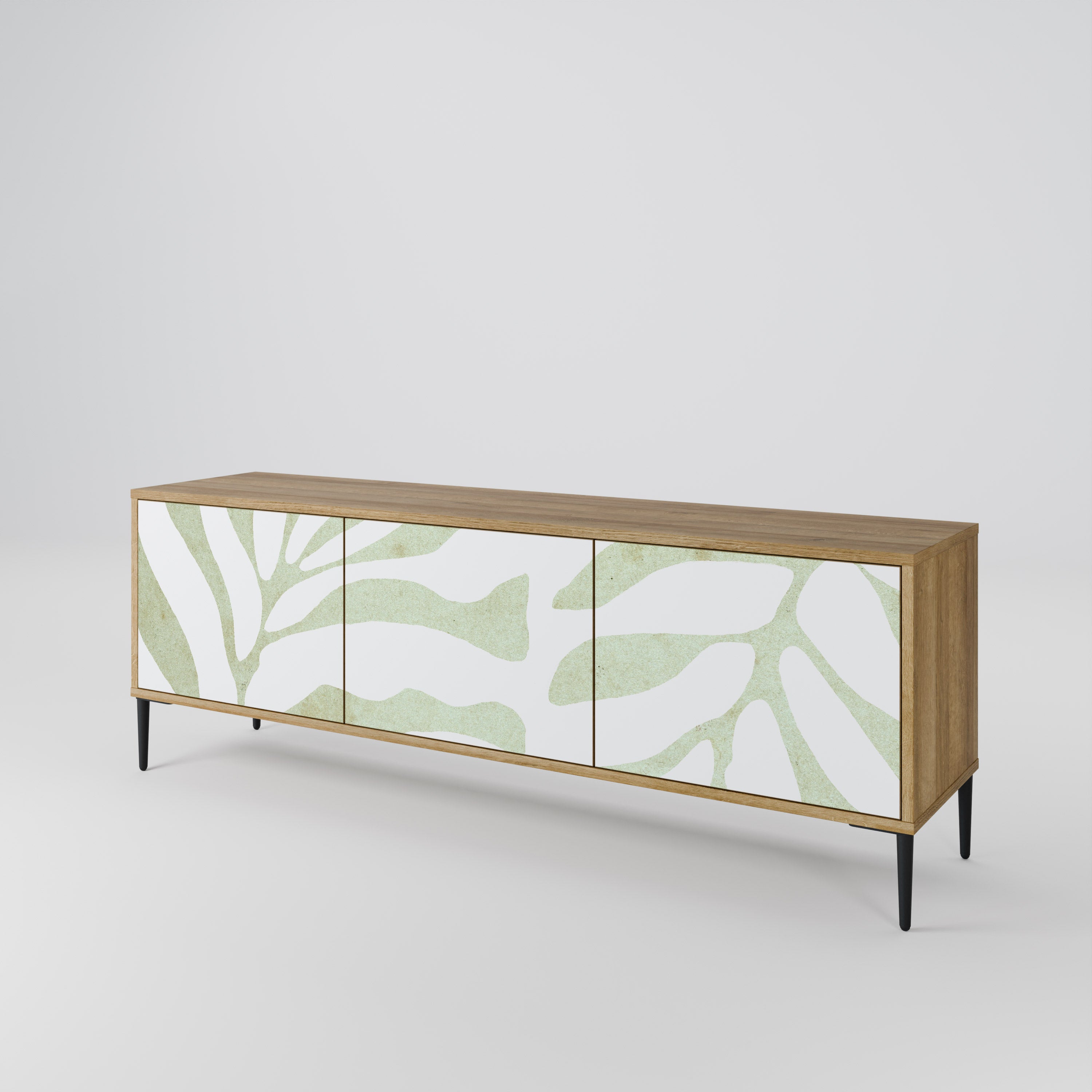 Mueble de TV de 3 puertas BOTANICAL SPARK con efecto roble