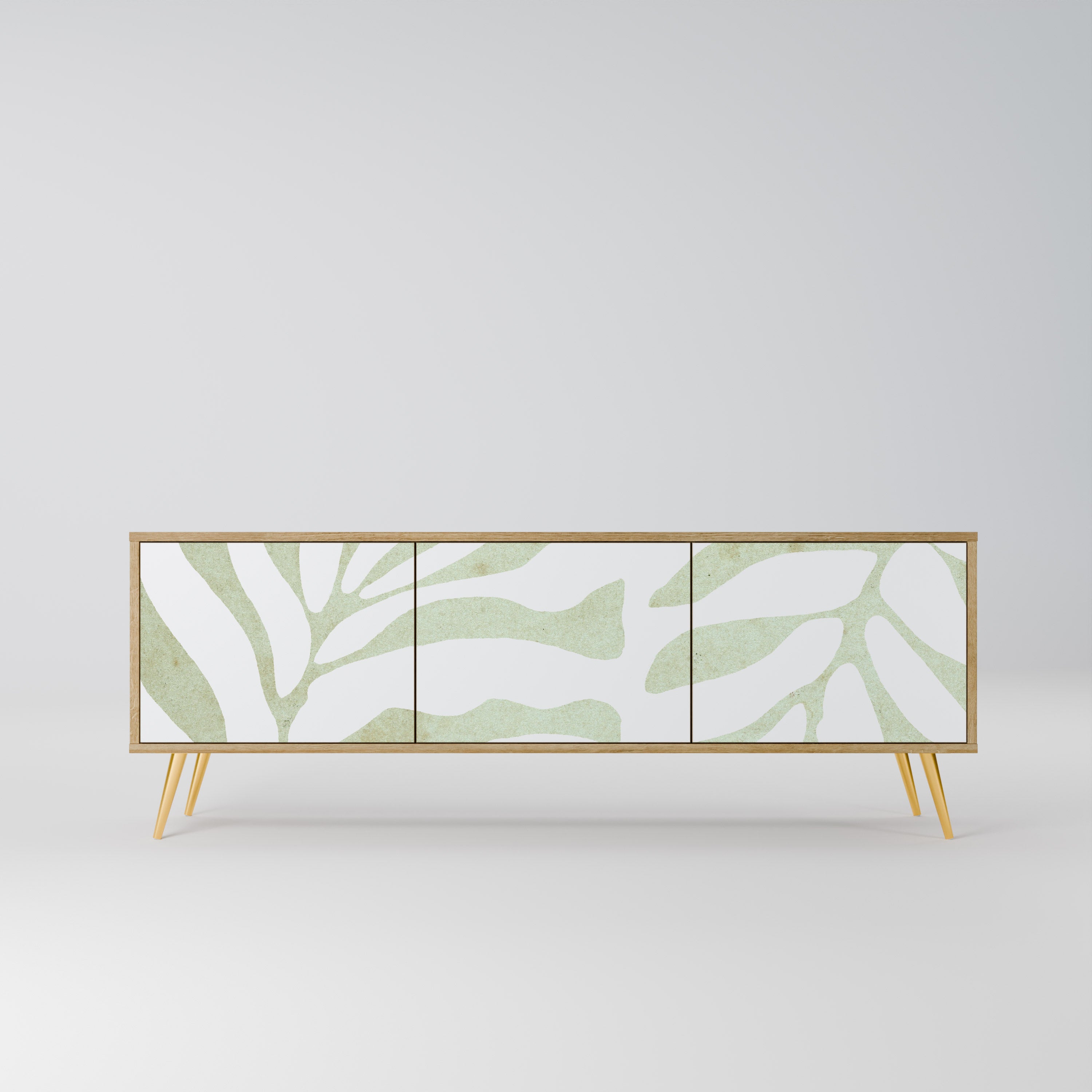Mueble de TV de 3 puertas BOTANICAL SPARK con efecto roble