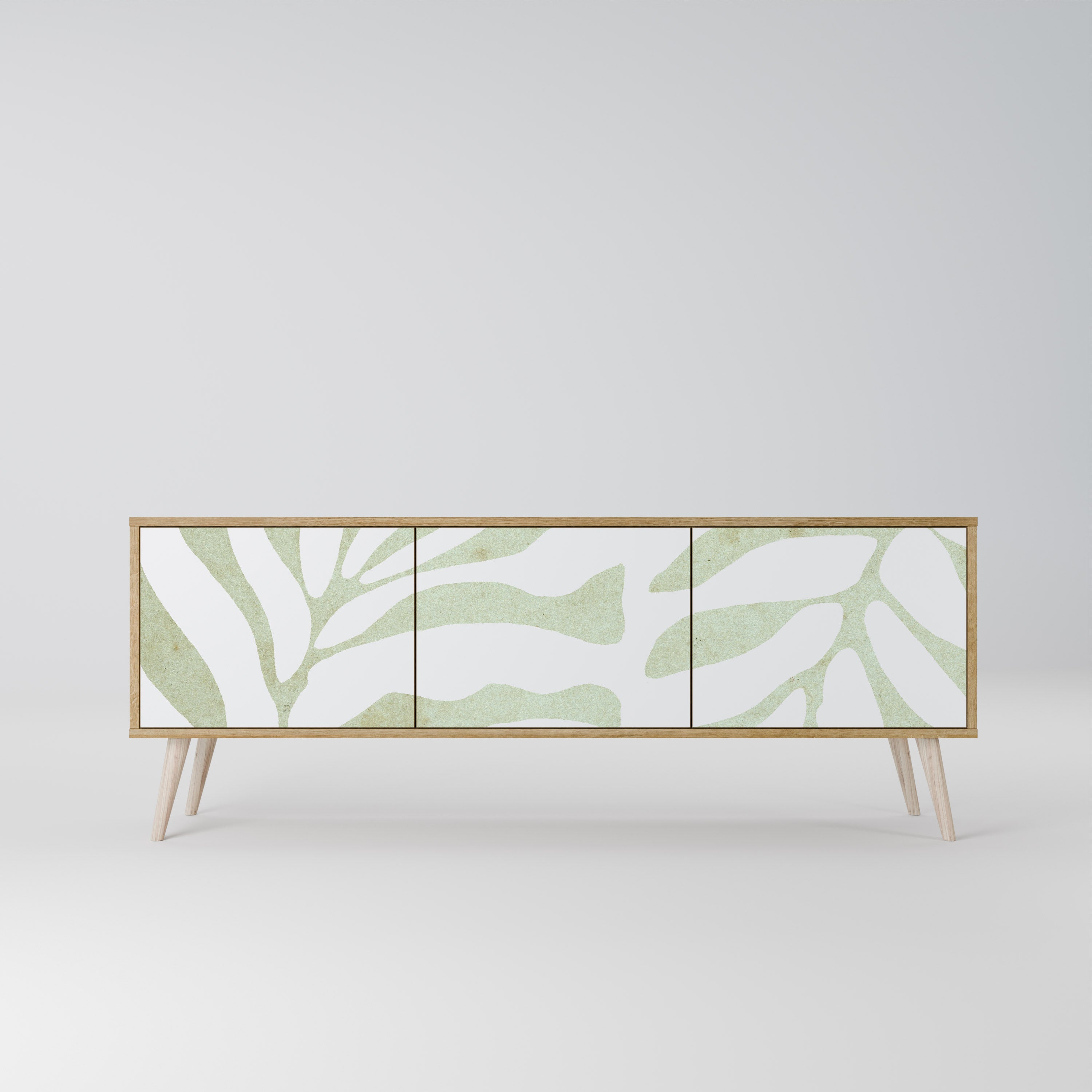 Mueble de TV de 3 puertas BOTANICAL SPARK con efecto roble