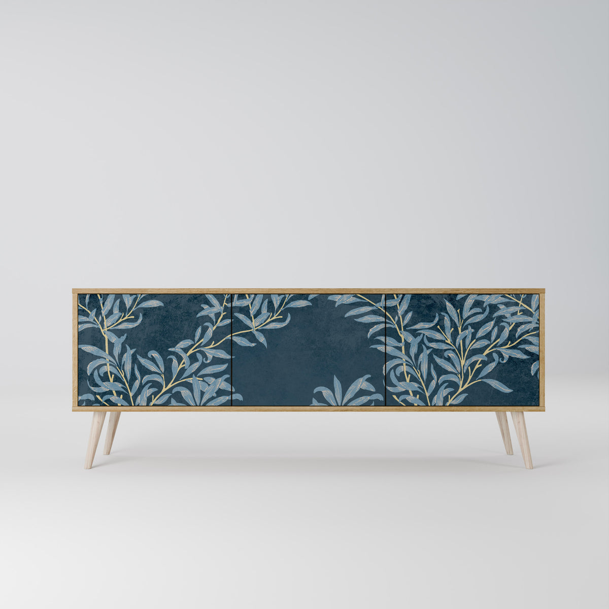 BLUE LEAVES Mueble de TV de 3 Puertas