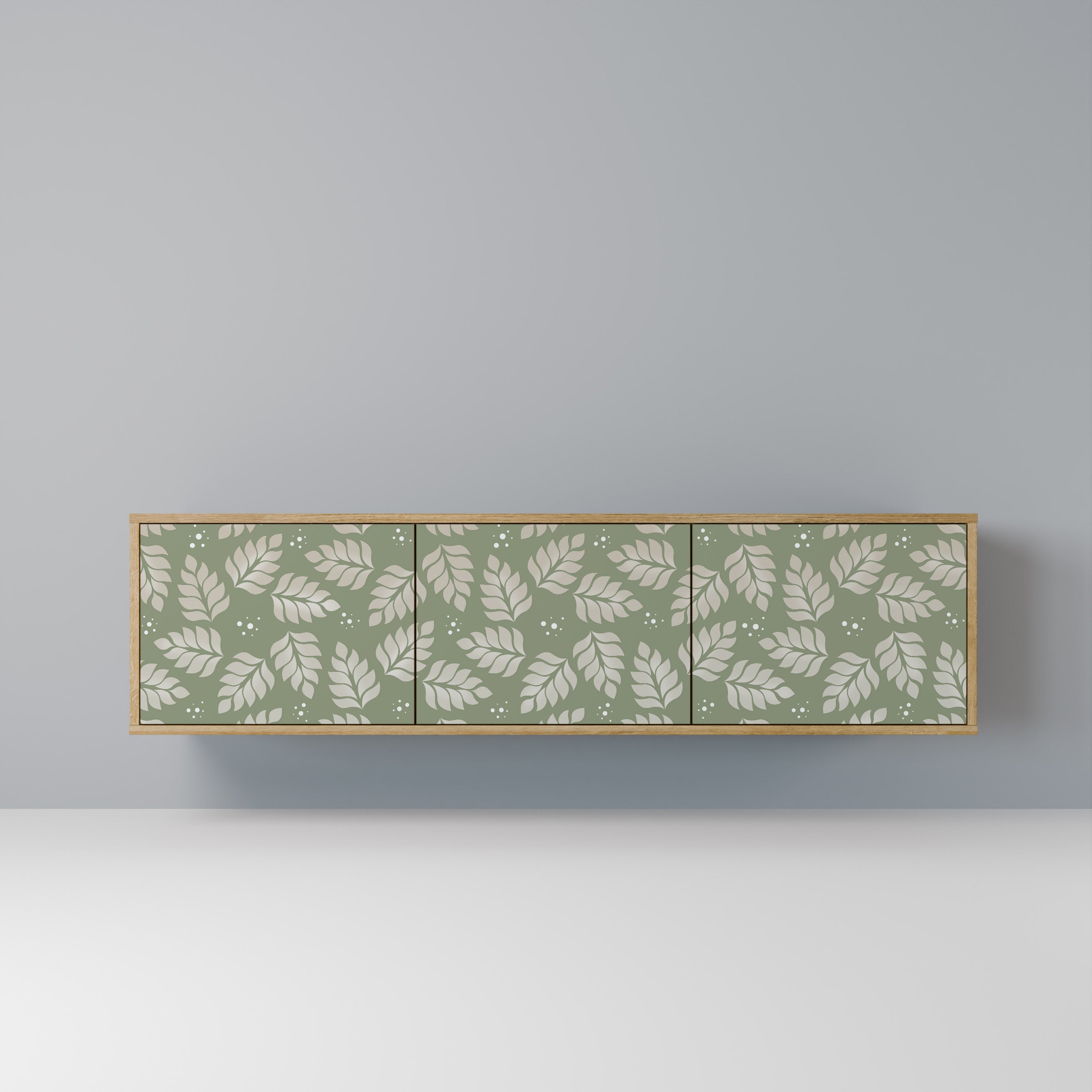 Mueble de TV de 3 puertas LEAVES ON GREEN con efecto roble