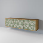 LEAVES ON GREEN 3-Door TV Stand in Oak Effect