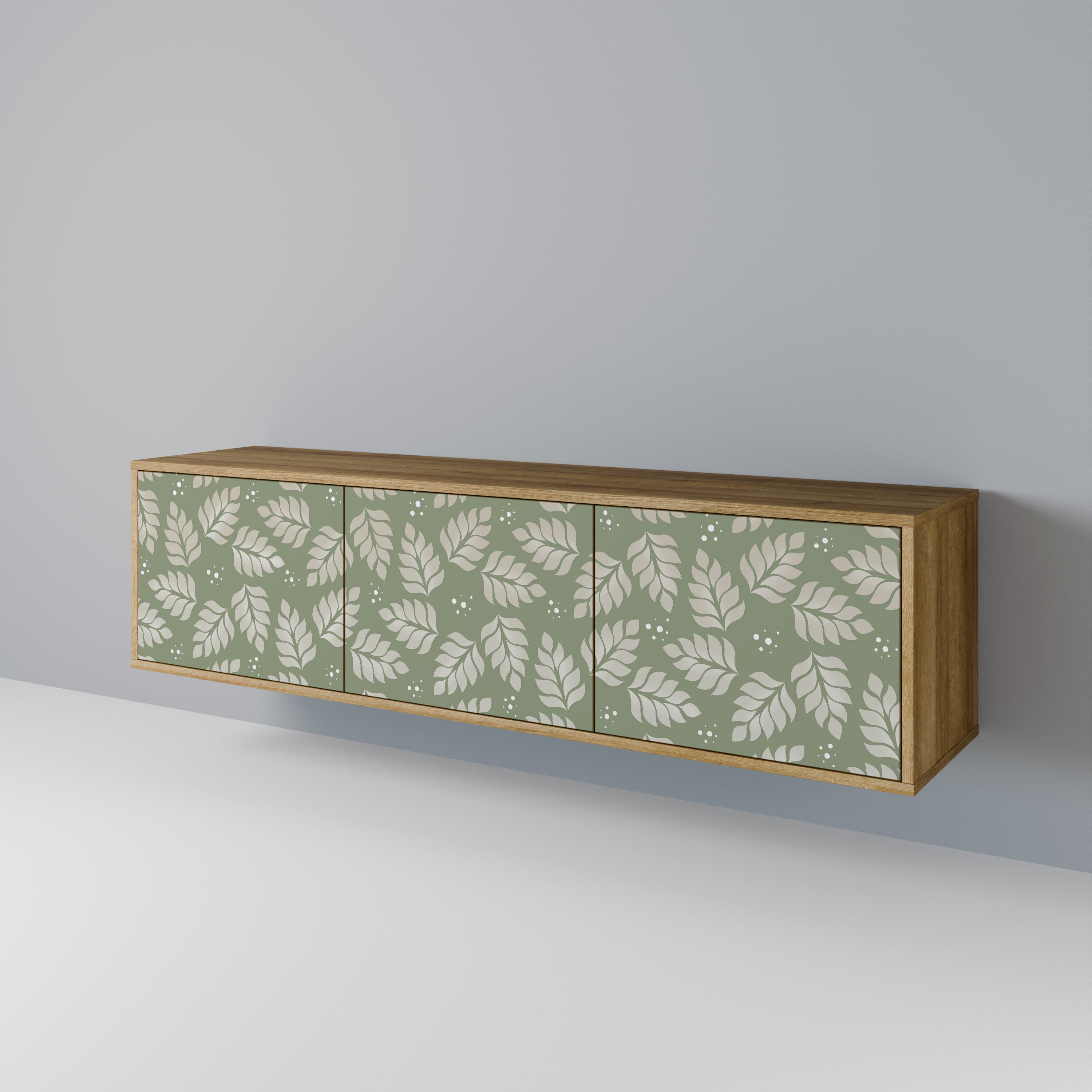Mueble de TV de 3 puertas LEAVES ON GREEN con efecto roble