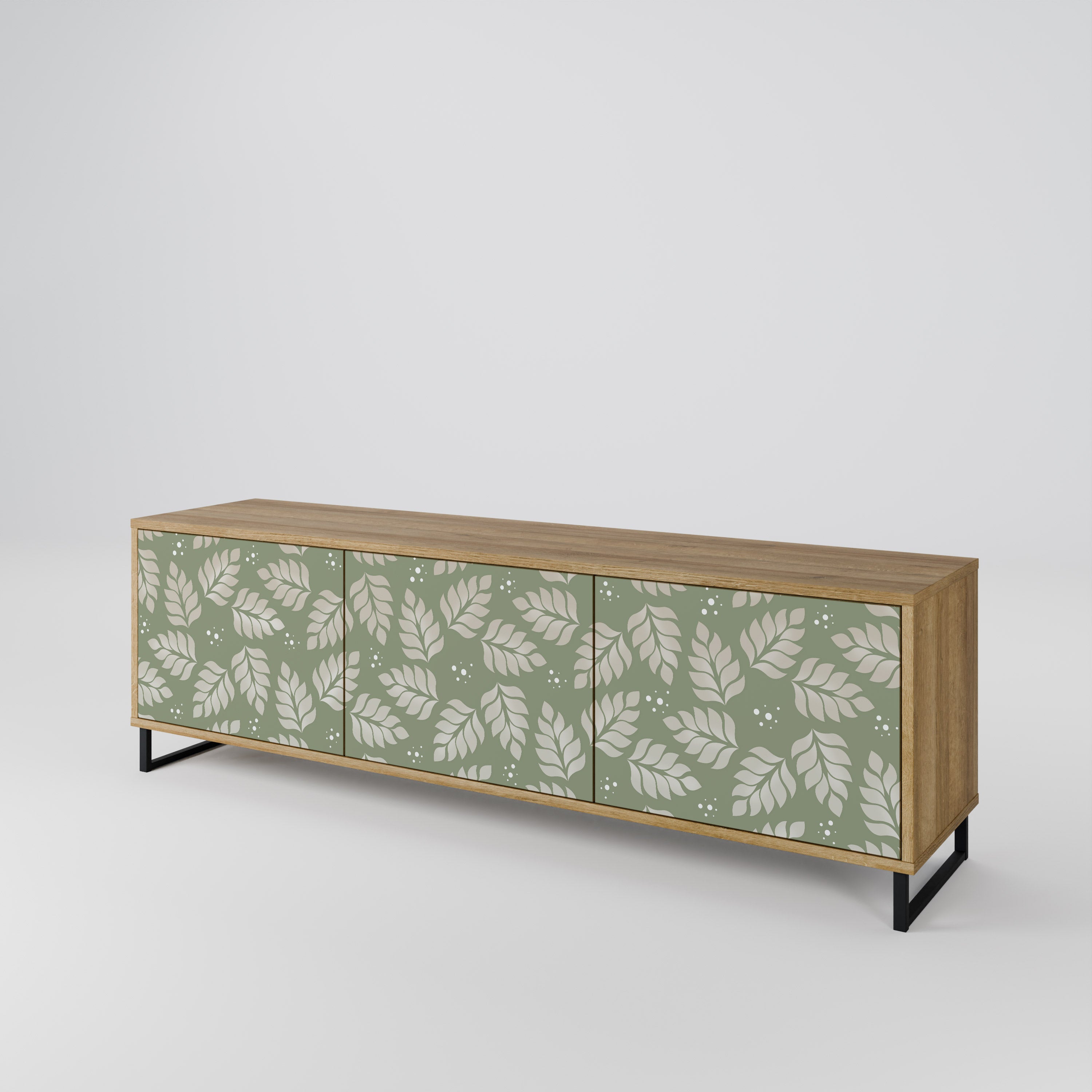 Mueble de TV de 3 puertas LEAVES ON GREEN con efecto roble