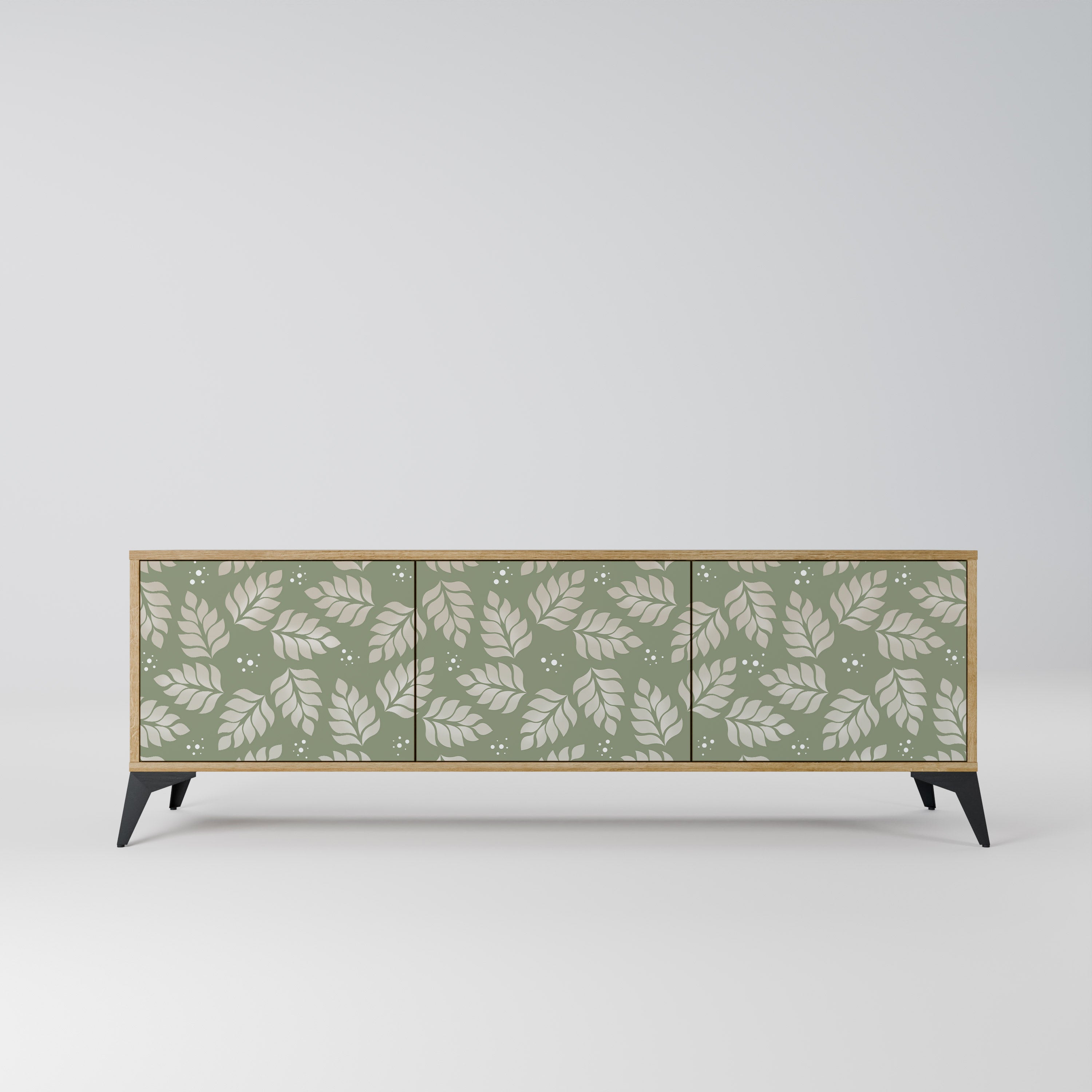Mueble de TV de 3 puertas LEAVES ON GREEN con efecto roble