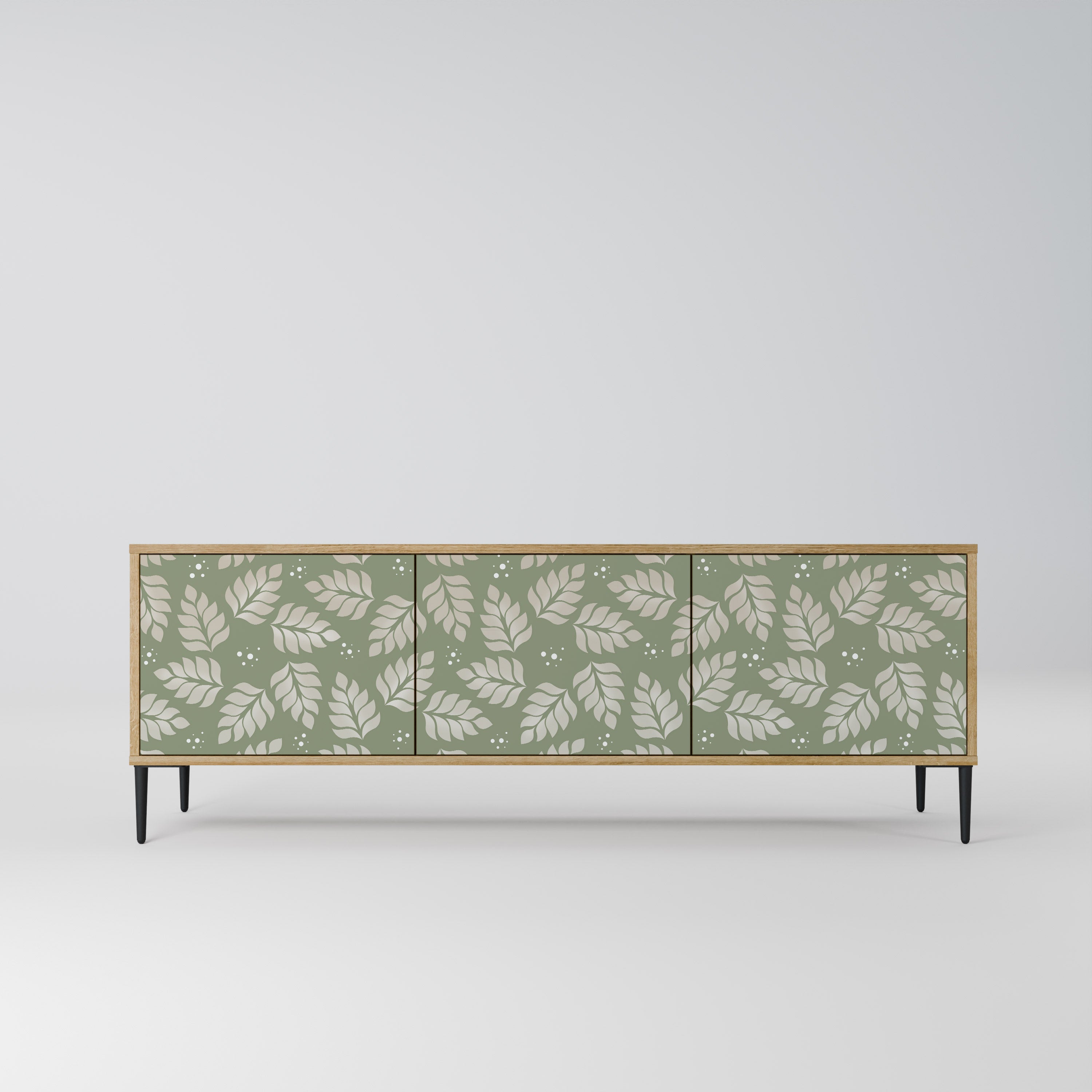 Mueble de TV de 3 puertas LEAVES ON GREEN con efecto roble