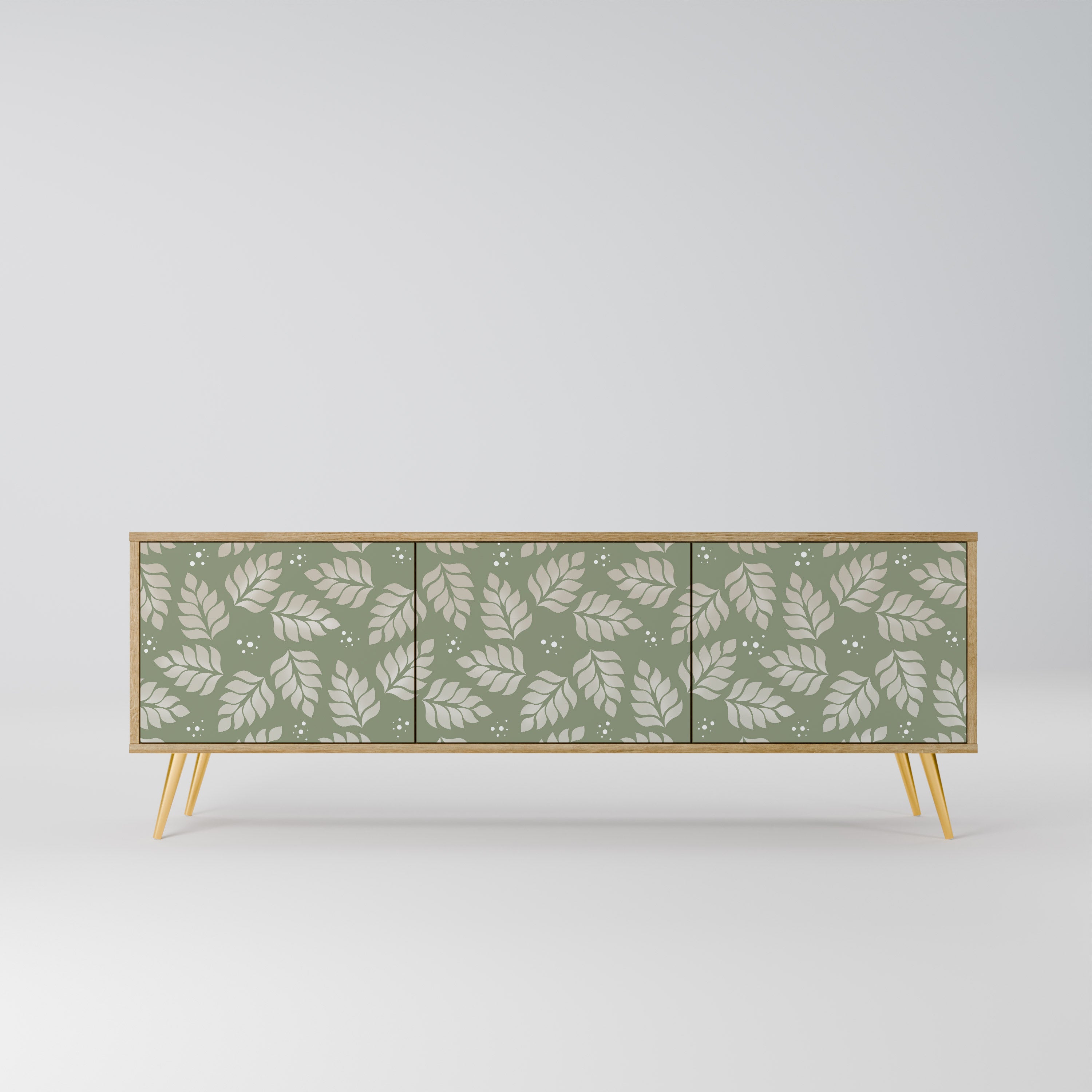 Mueble de TV de 3 puertas LEAVES ON GREEN con efecto roble
