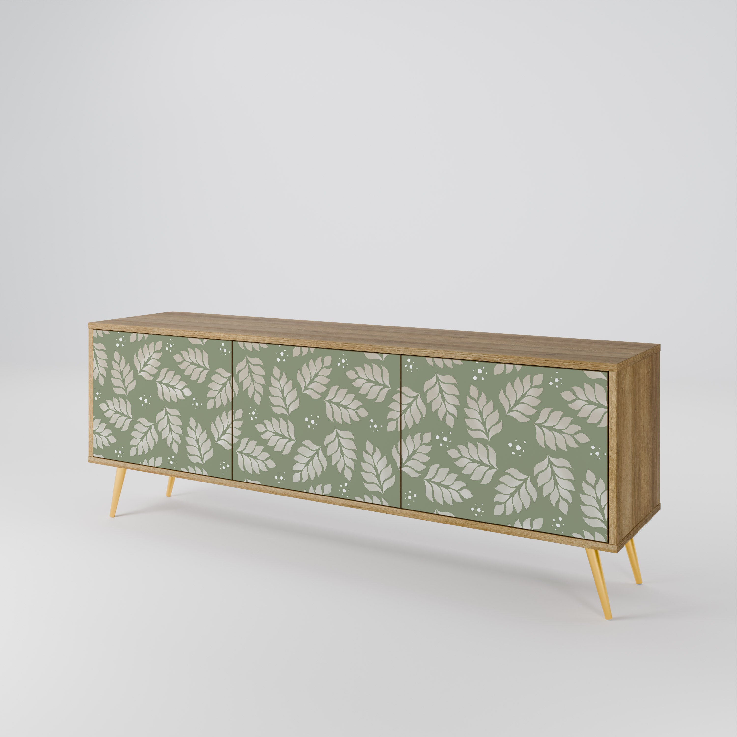 Mueble de TV de 3 puertas LEAVES ON GREEN con efecto roble
