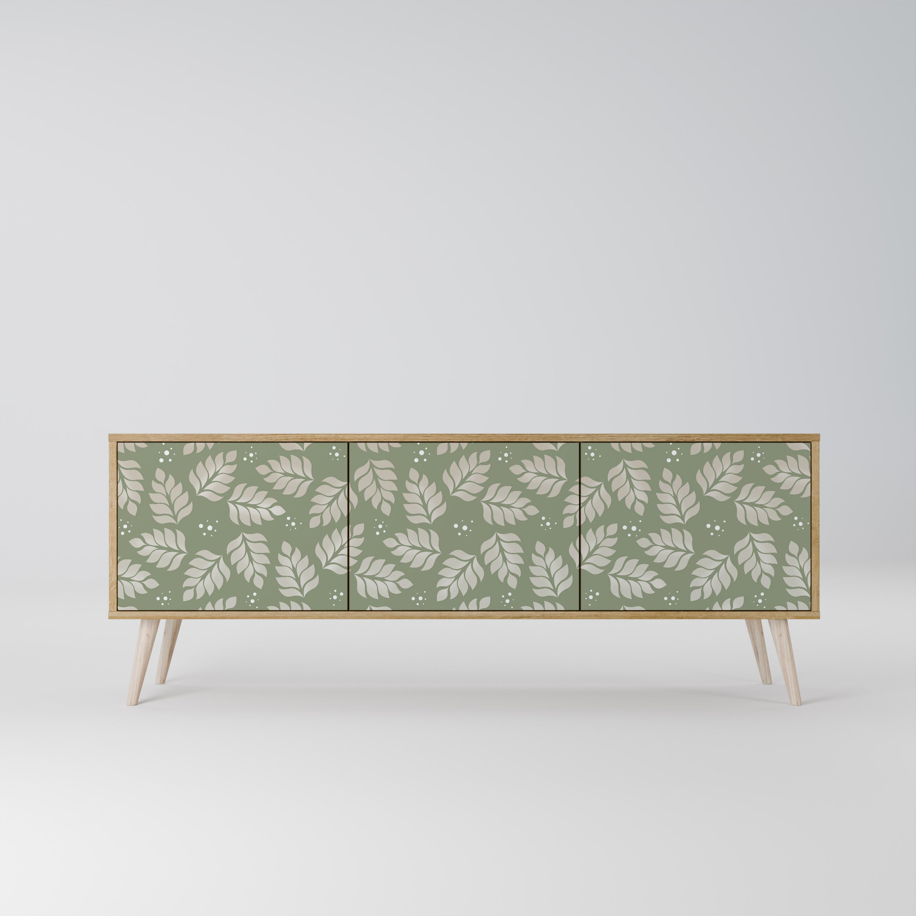 Mueble de TV de 3 puertas LEAVES ON GREEN con efecto roble