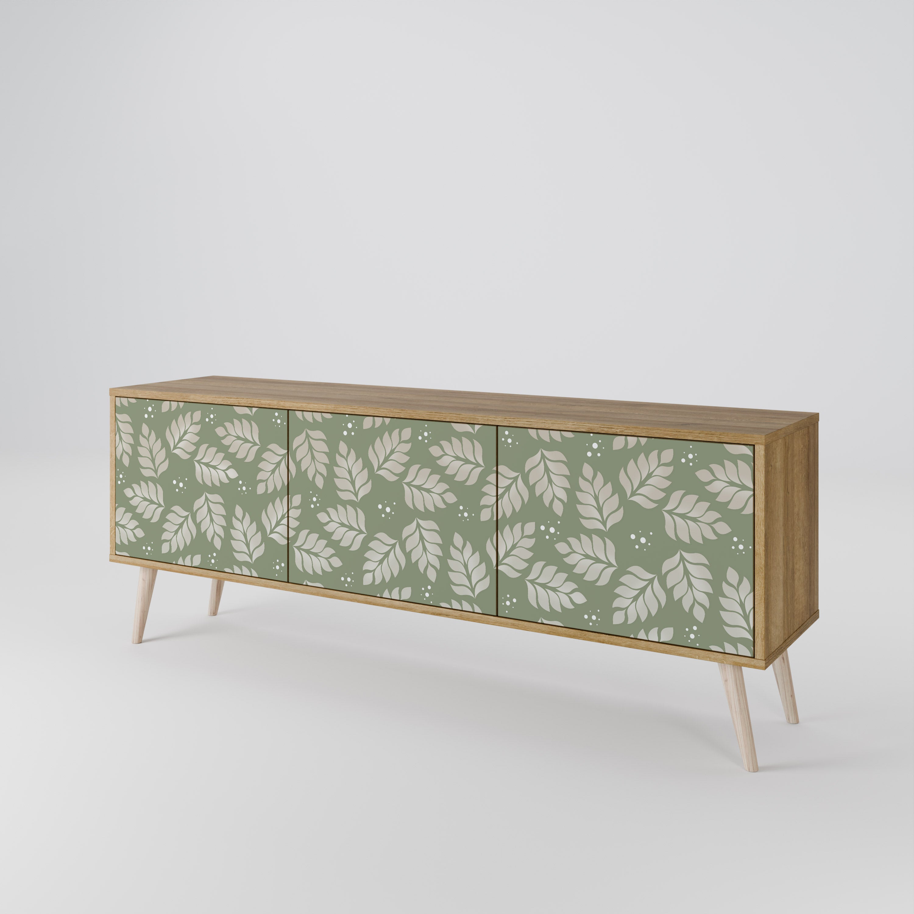 Mueble de TV de 3 puertas LEAVES ON GREEN con efecto roble