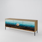 LUNAR SECRETS Mueble de TV de 3 Puertas en Efecto Roble