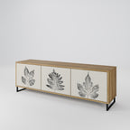 LEAFY STAMPS 3-Door TV Stand in Oak Effect