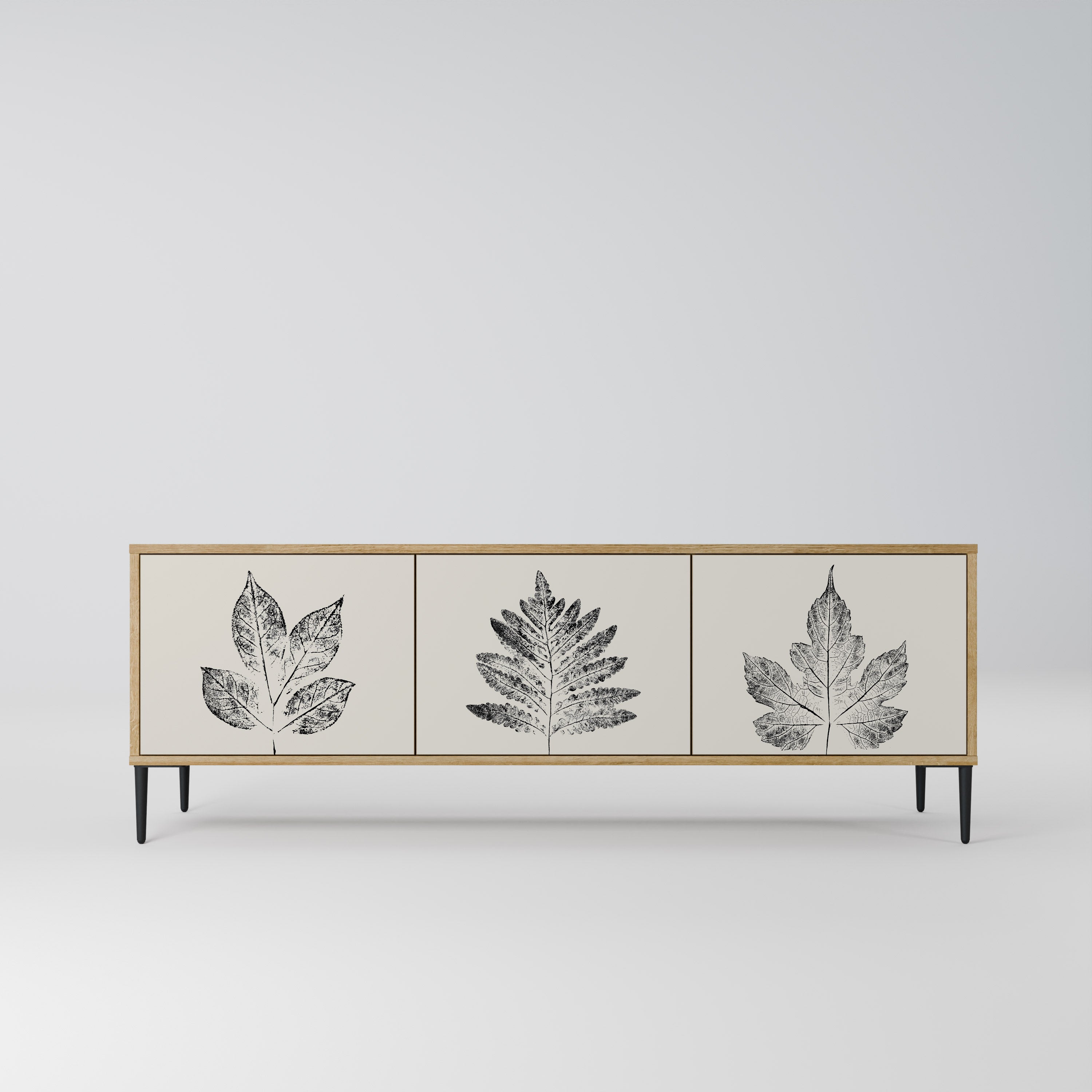 Mueble de TV de 3 puertas con efecto roble LEAFY STAMPS