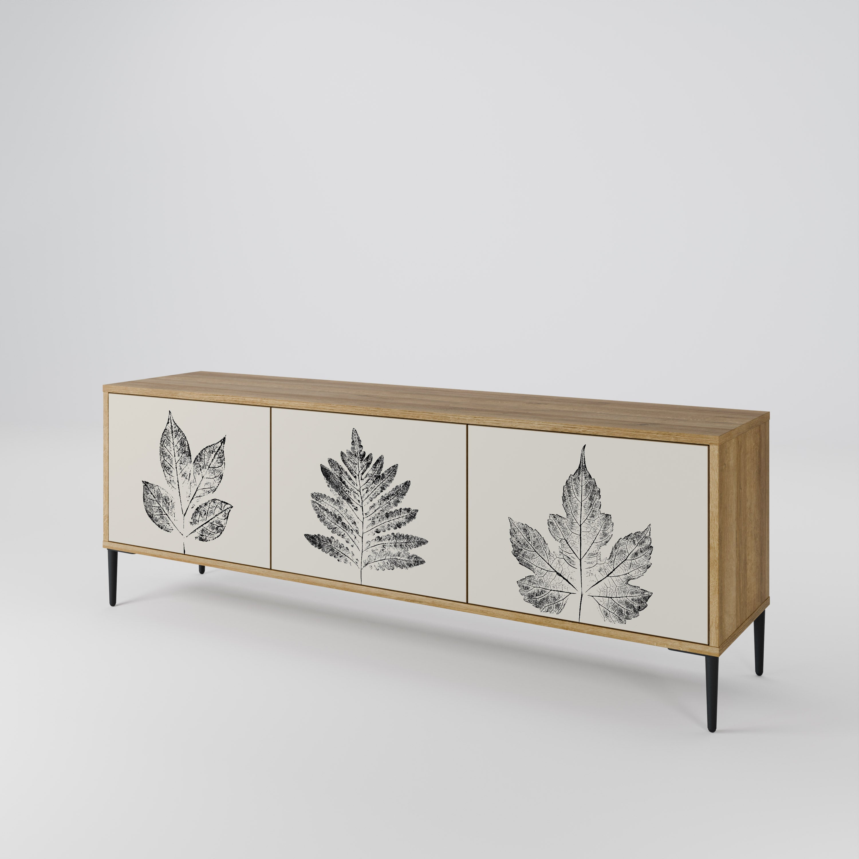 Mueble de TV de 3 puertas con efecto roble LEAFY STAMPS