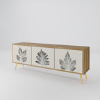 LEAFY STAMPS 3-Door TV Stand in Oak Effect