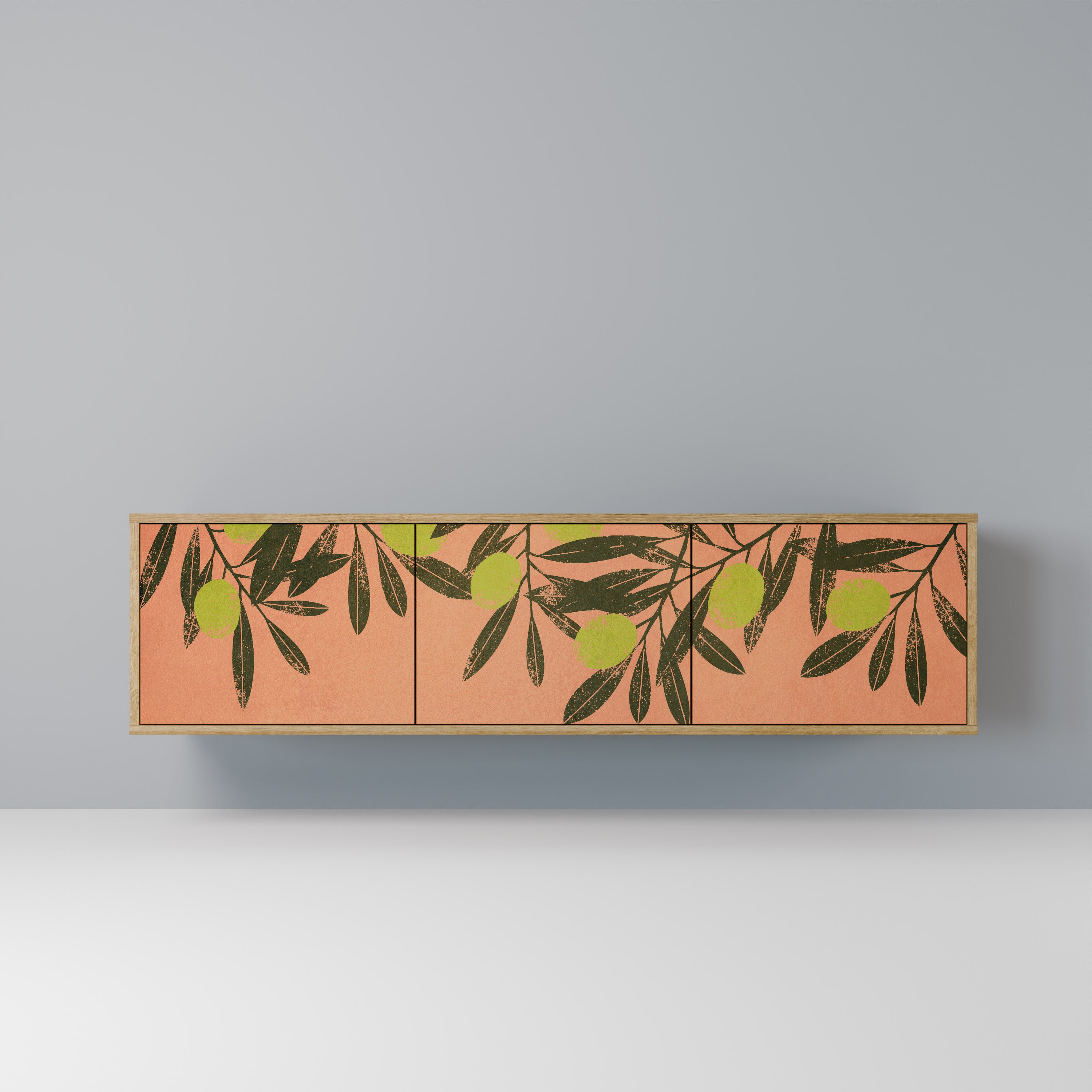 Mueble de TV de 3 puertas JUICY OLIVES con efecto roble