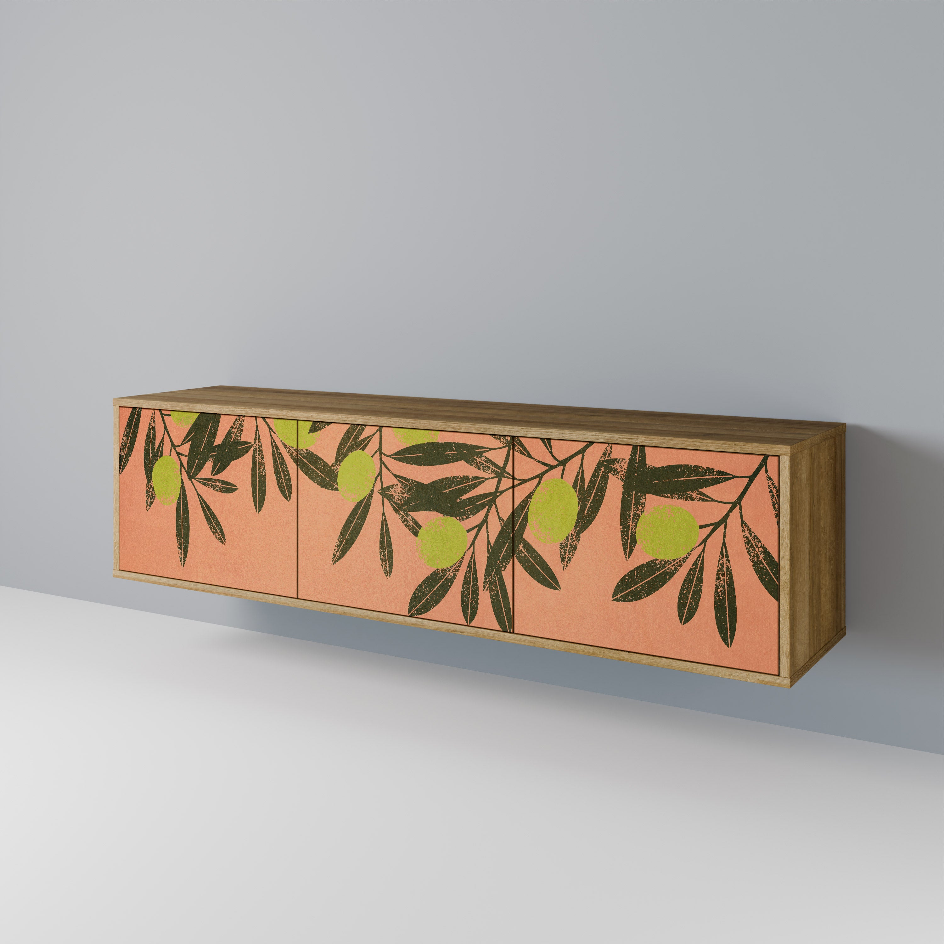 Mueble de TV de 3 puertas JUICY OLIVES con efecto roble
