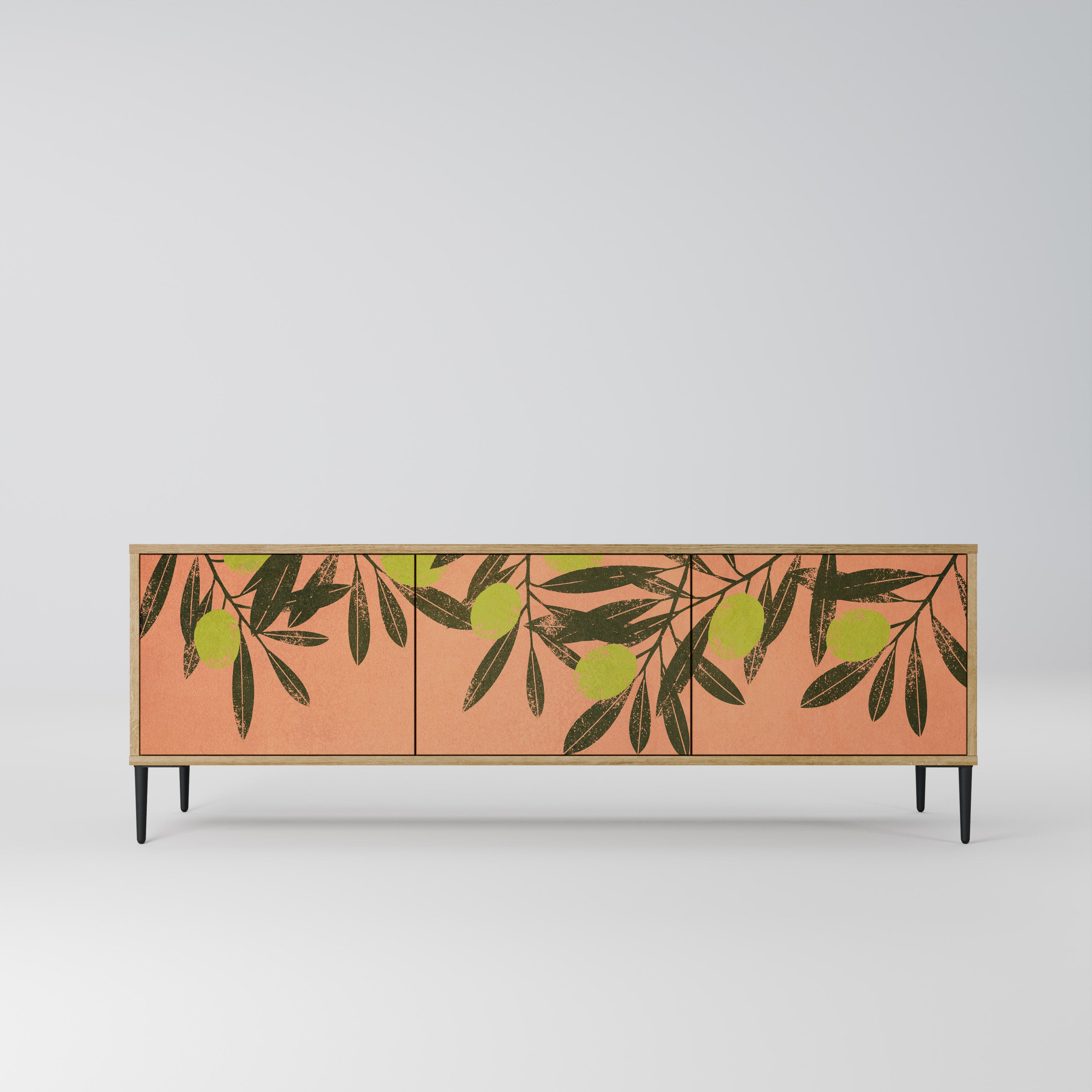 Mueble de TV de 3 puertas JUICY OLIVES con efecto roble