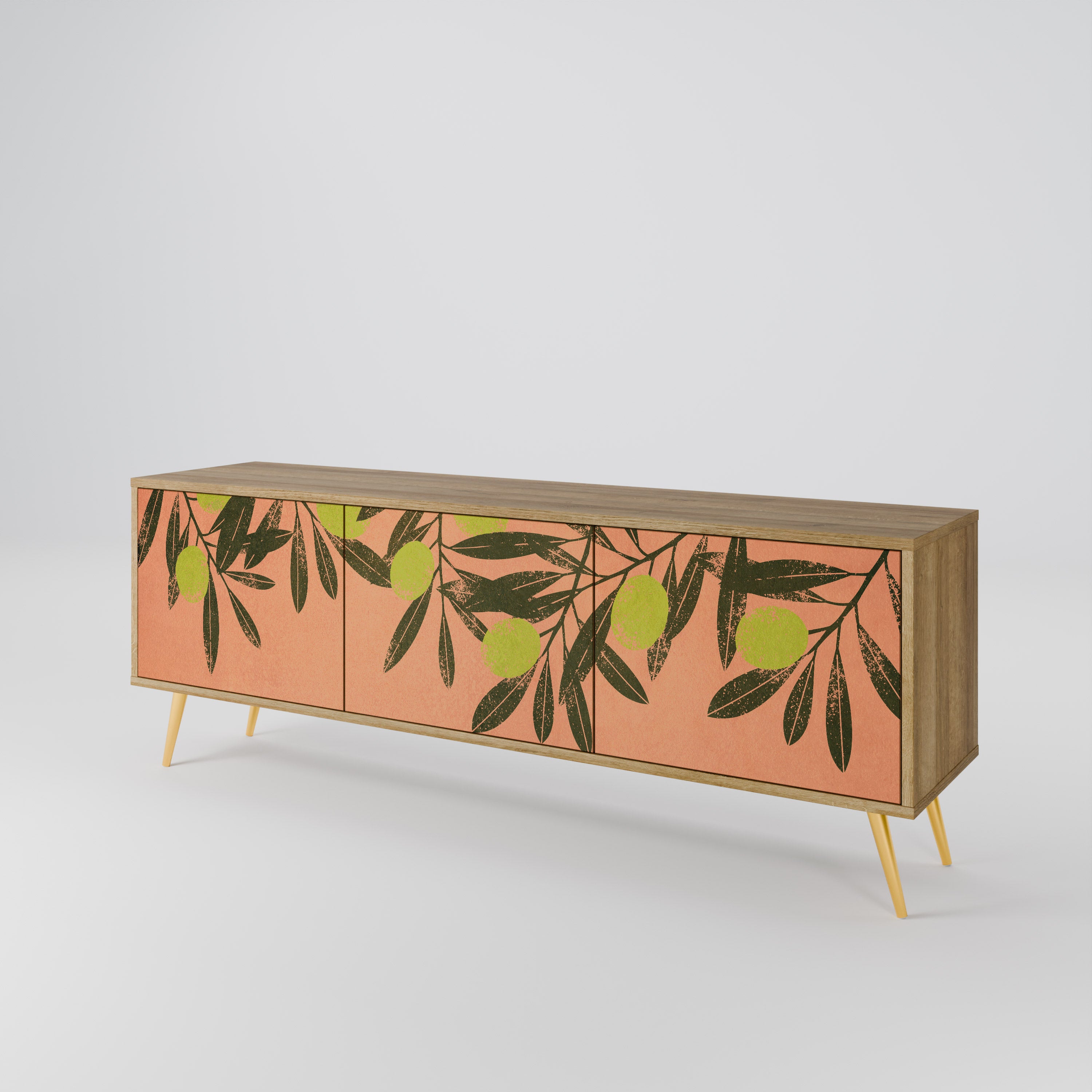 Mueble de TV de 3 puertas JUICY OLIVES con efecto roble
