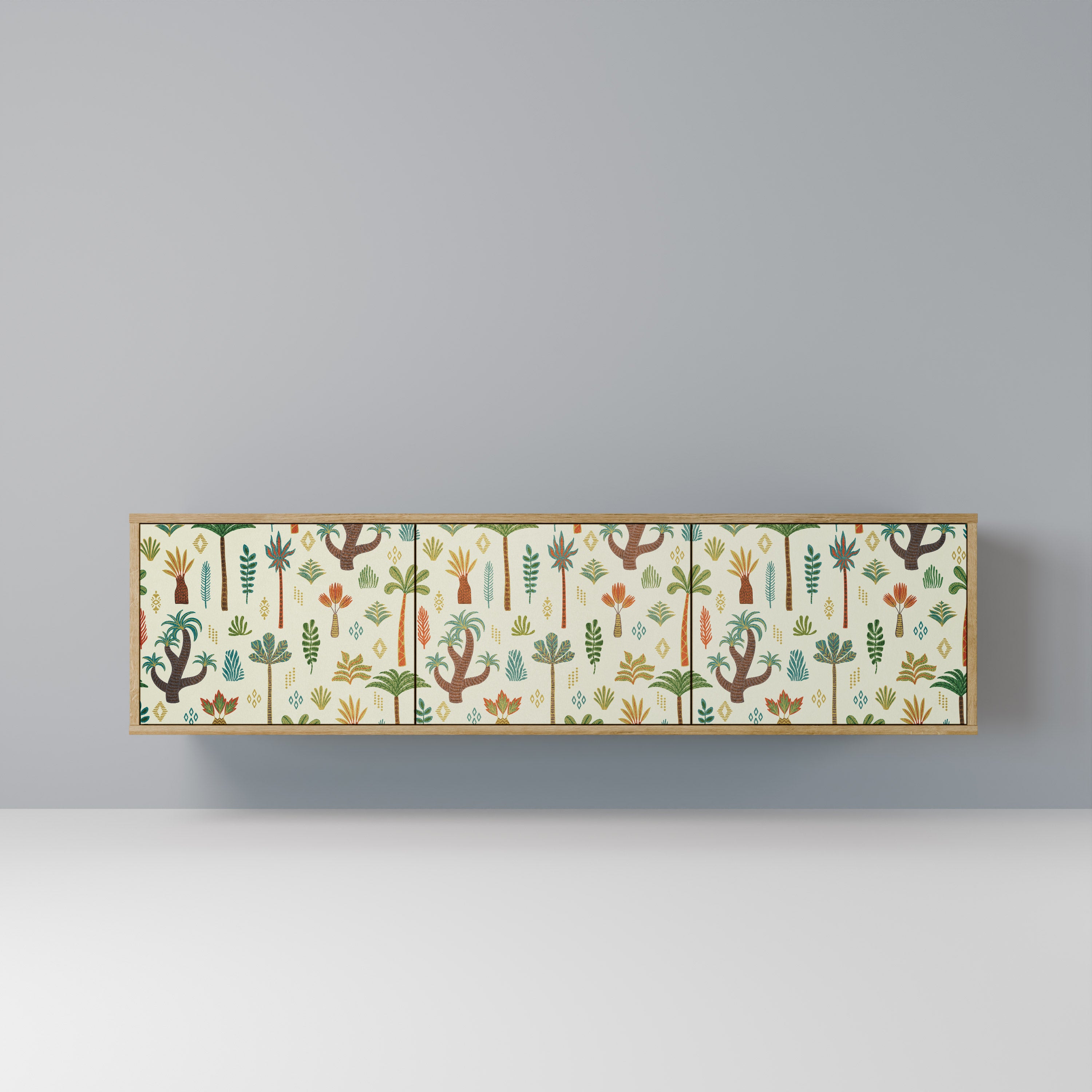 Mueble de TV de 3 puertas PALM SPRING con efecto roble
