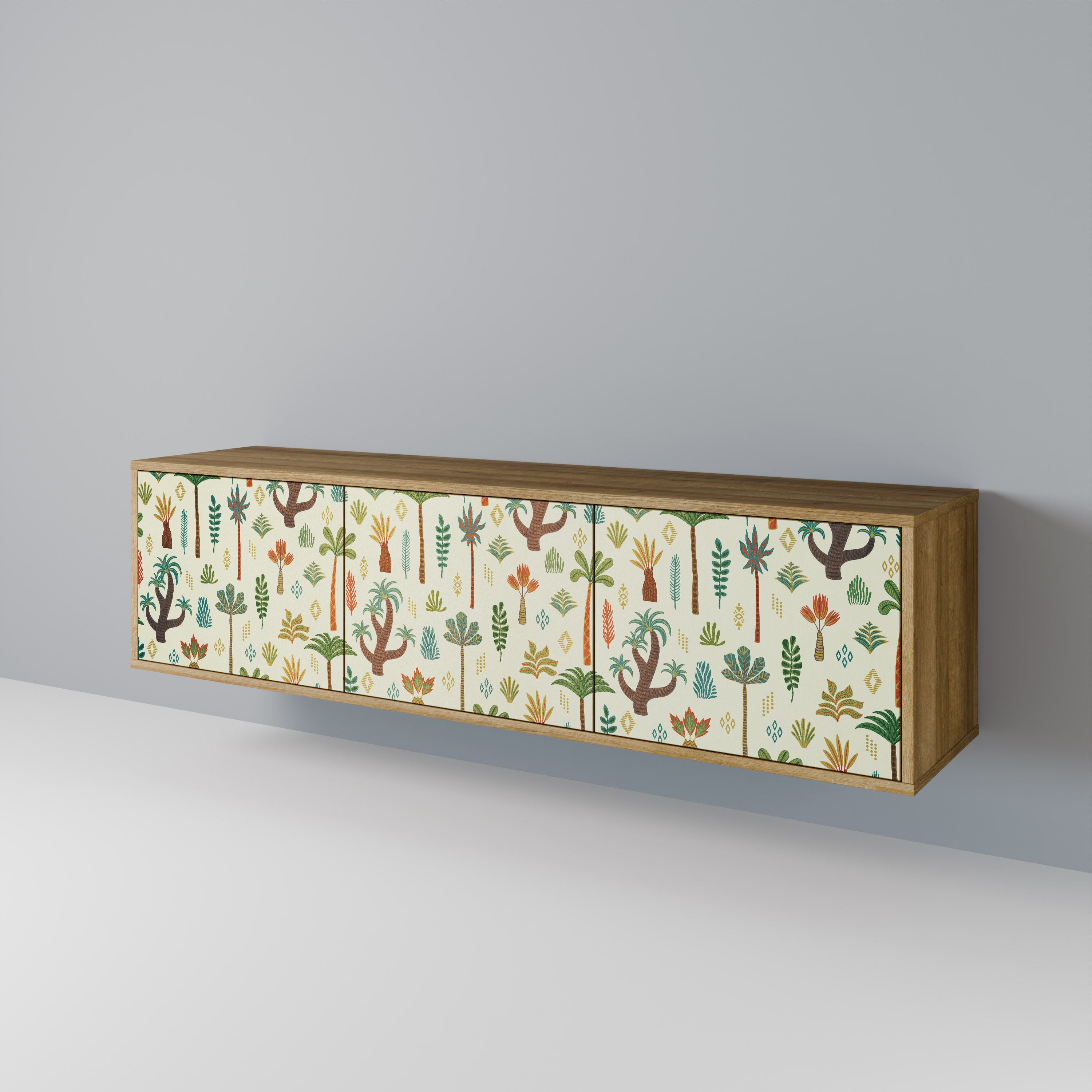 Mueble de TV de 3 puertas PALM SPRING con efecto roble