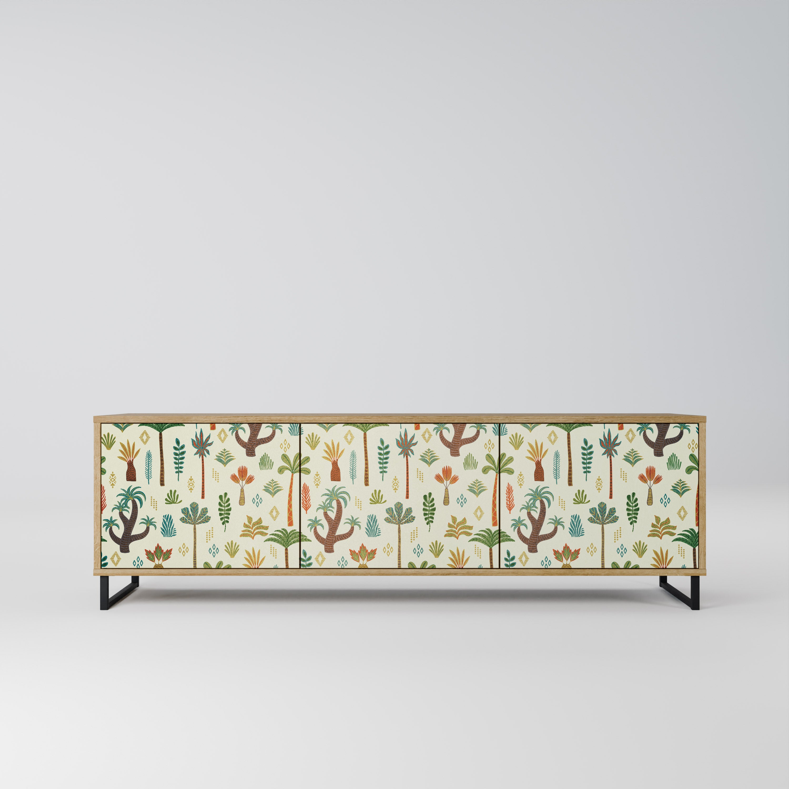 Mueble de TV de 3 puertas PALM SPRING con efecto roble