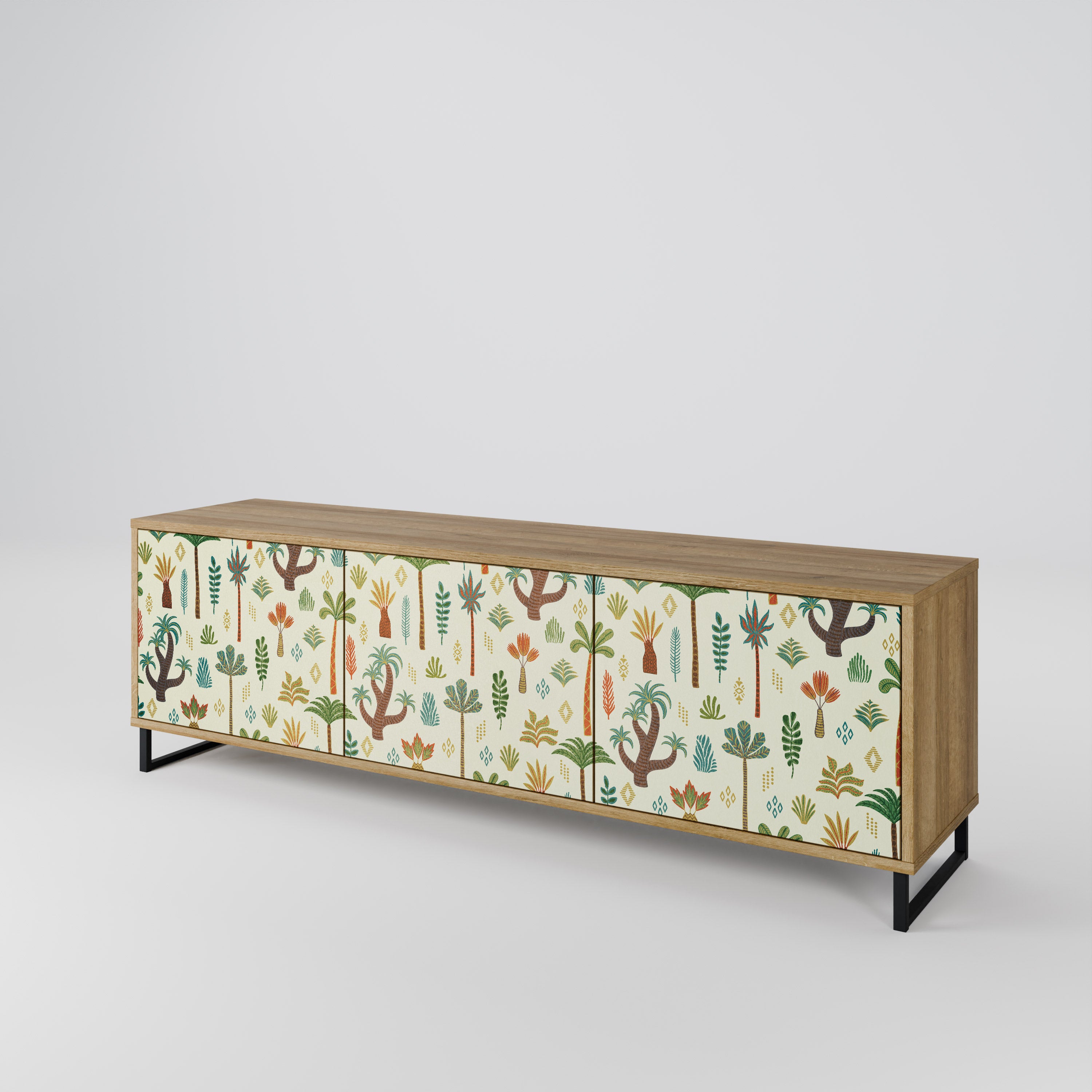 Mueble de TV de 3 puertas PALM SPRING con efecto roble