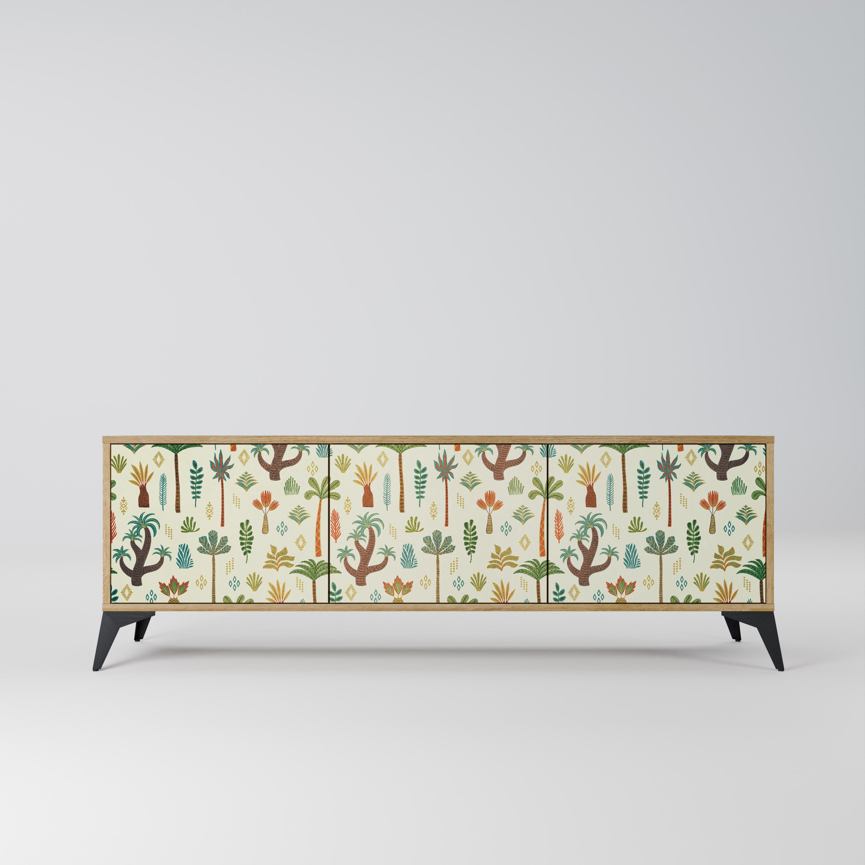 Mueble de TV de 3 puertas PALM SPRING con efecto roble