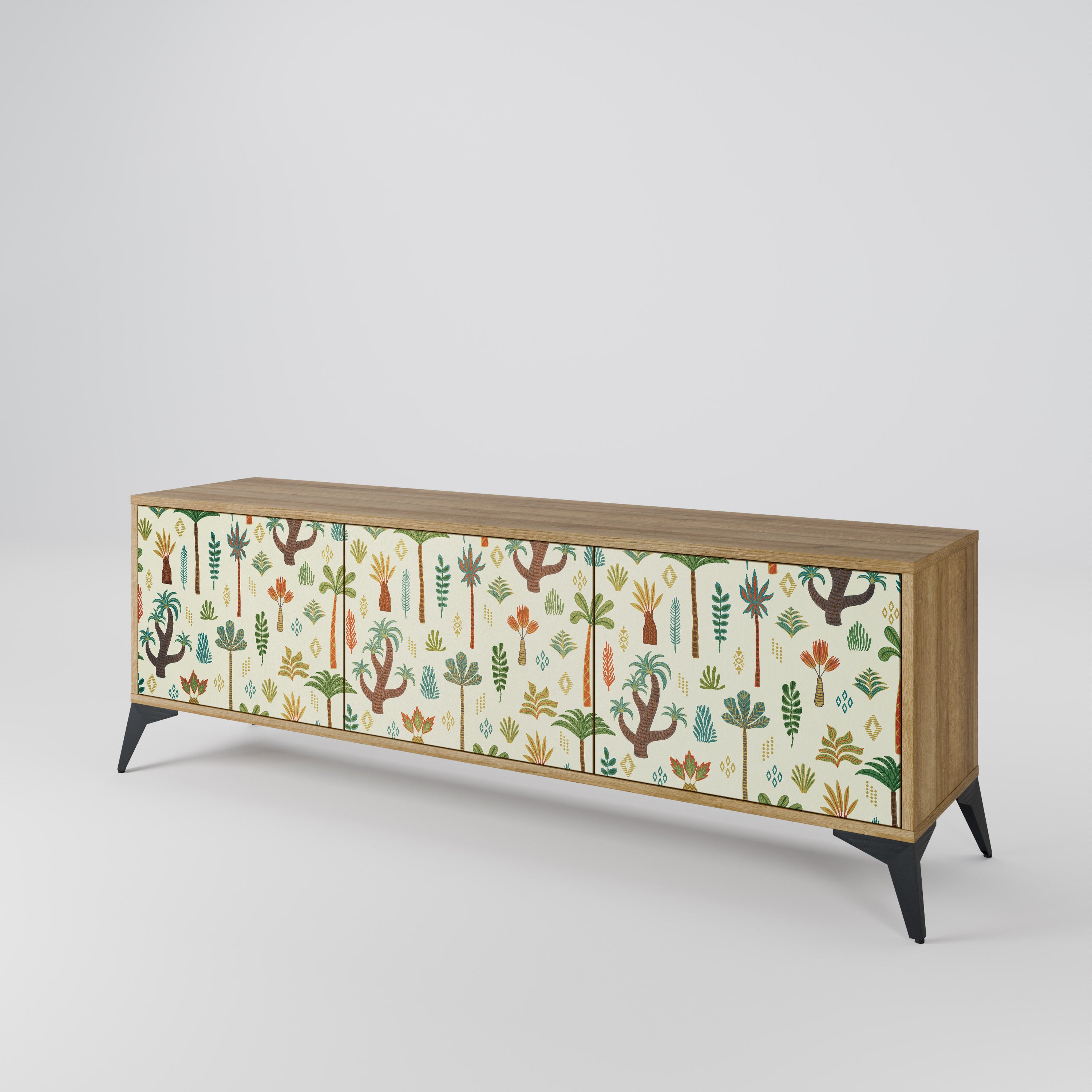 Mueble de TV de 3 puertas PALM SPRING con efecto roble