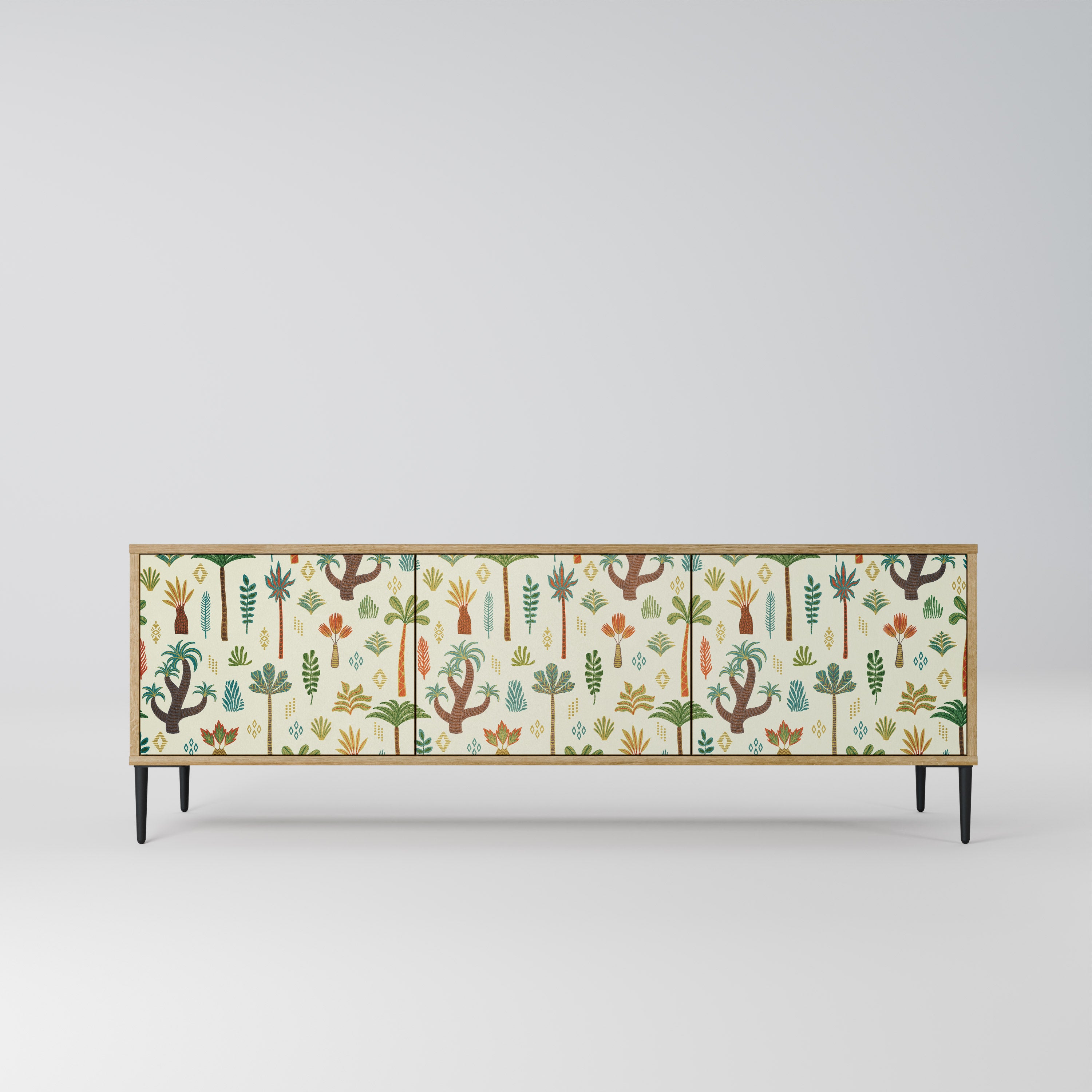 Mueble de TV de 3 puertas PALM SPRING con efecto roble
