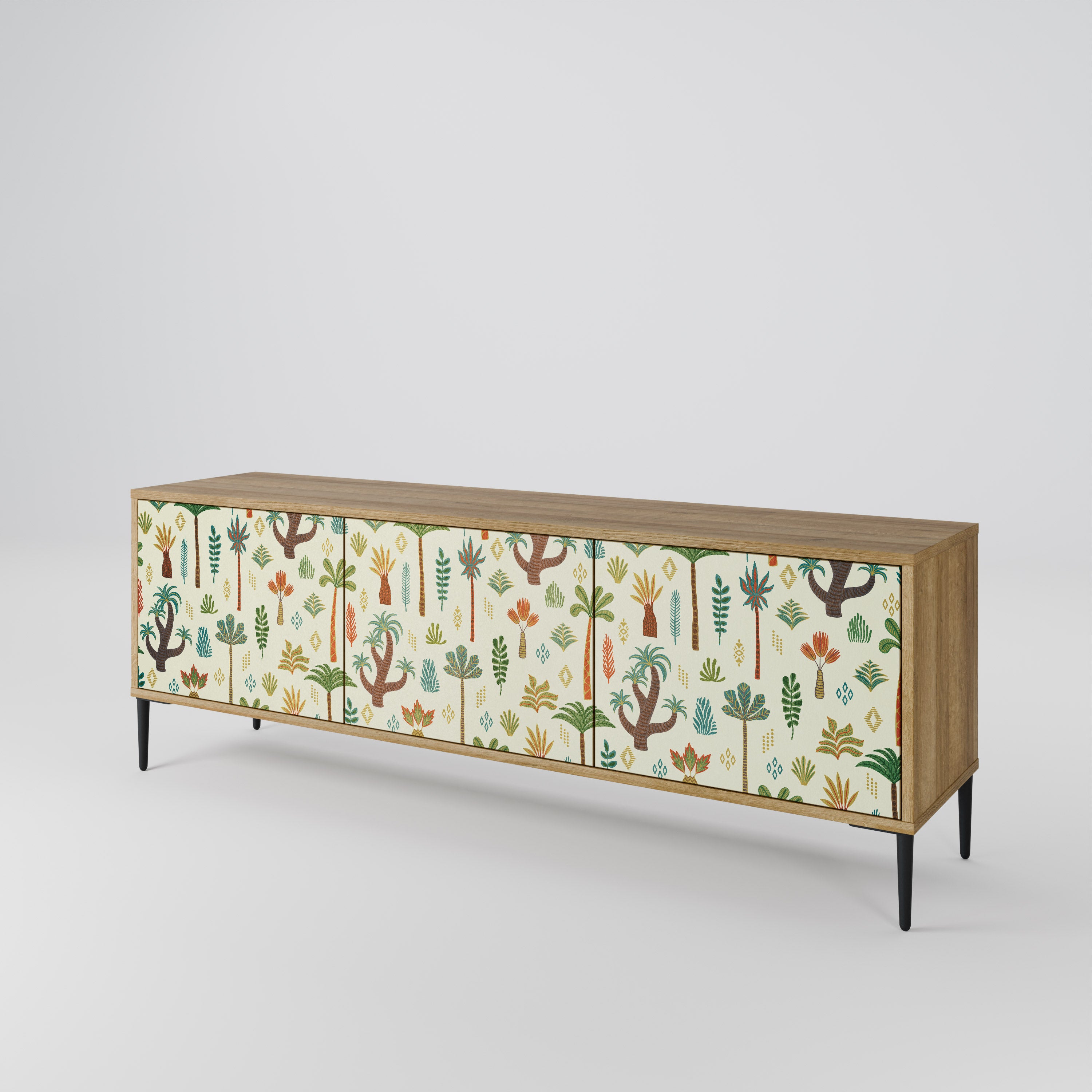 Mueble de TV de 3 puertas PALM SPRING con efecto roble