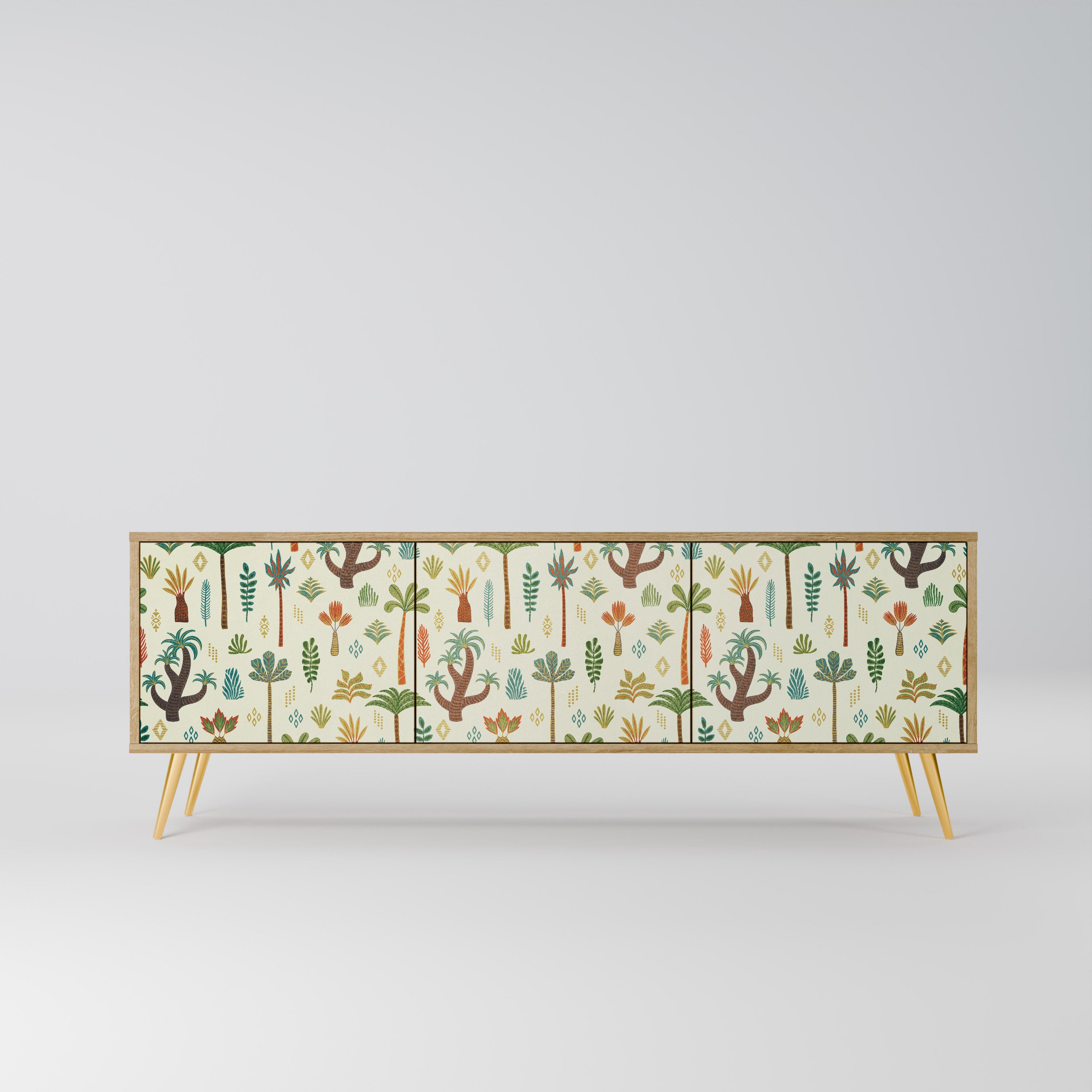 Mueble de TV de 3 puertas PALM SPRING con efecto roble