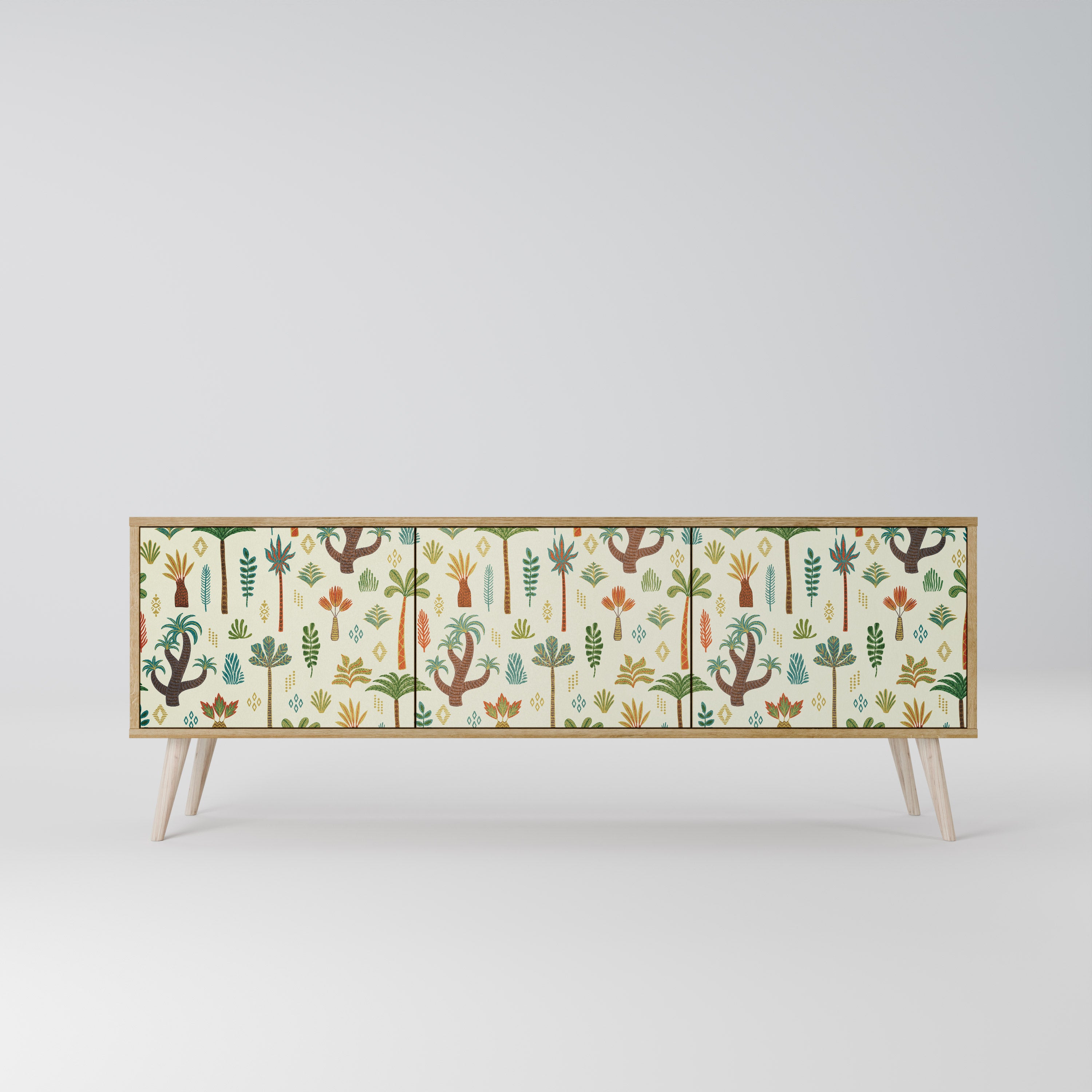 Mueble de TV de 3 puertas PALM SPRING con efecto roble