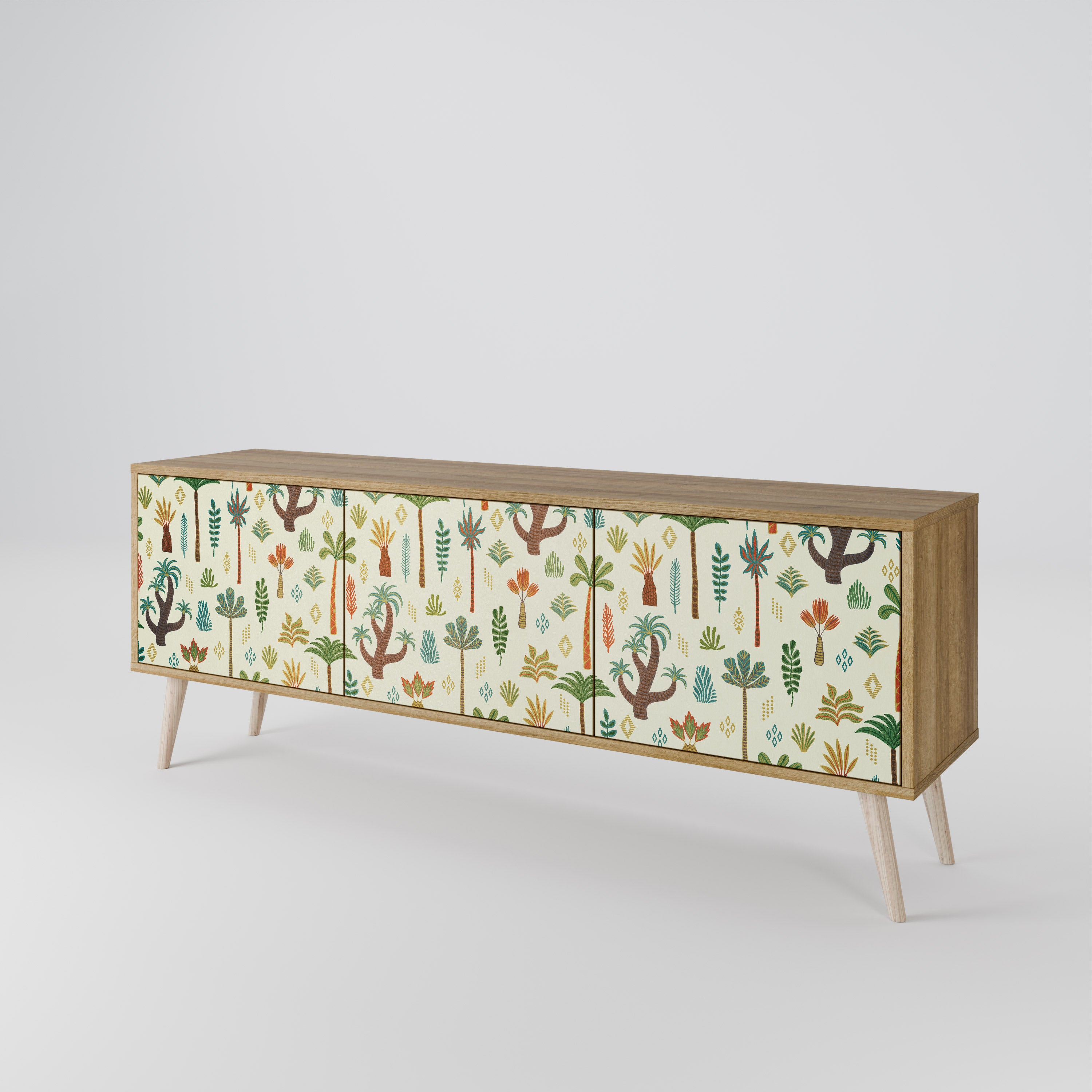 Mueble de TV de 3 puertas PALM SPRING con efecto roble