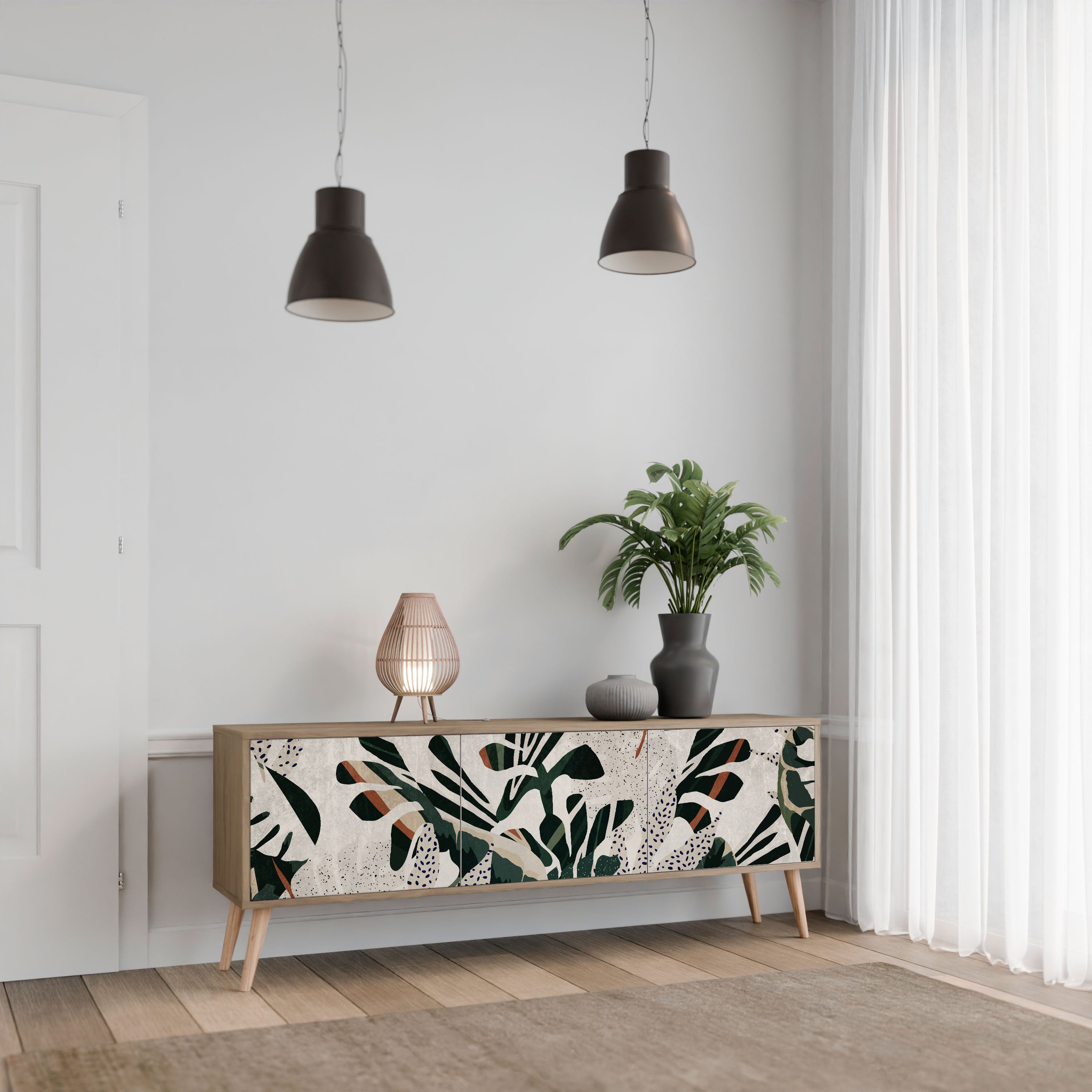 Mueble de TV de 3 puertas VERDURE FORMATION con efecto roble
