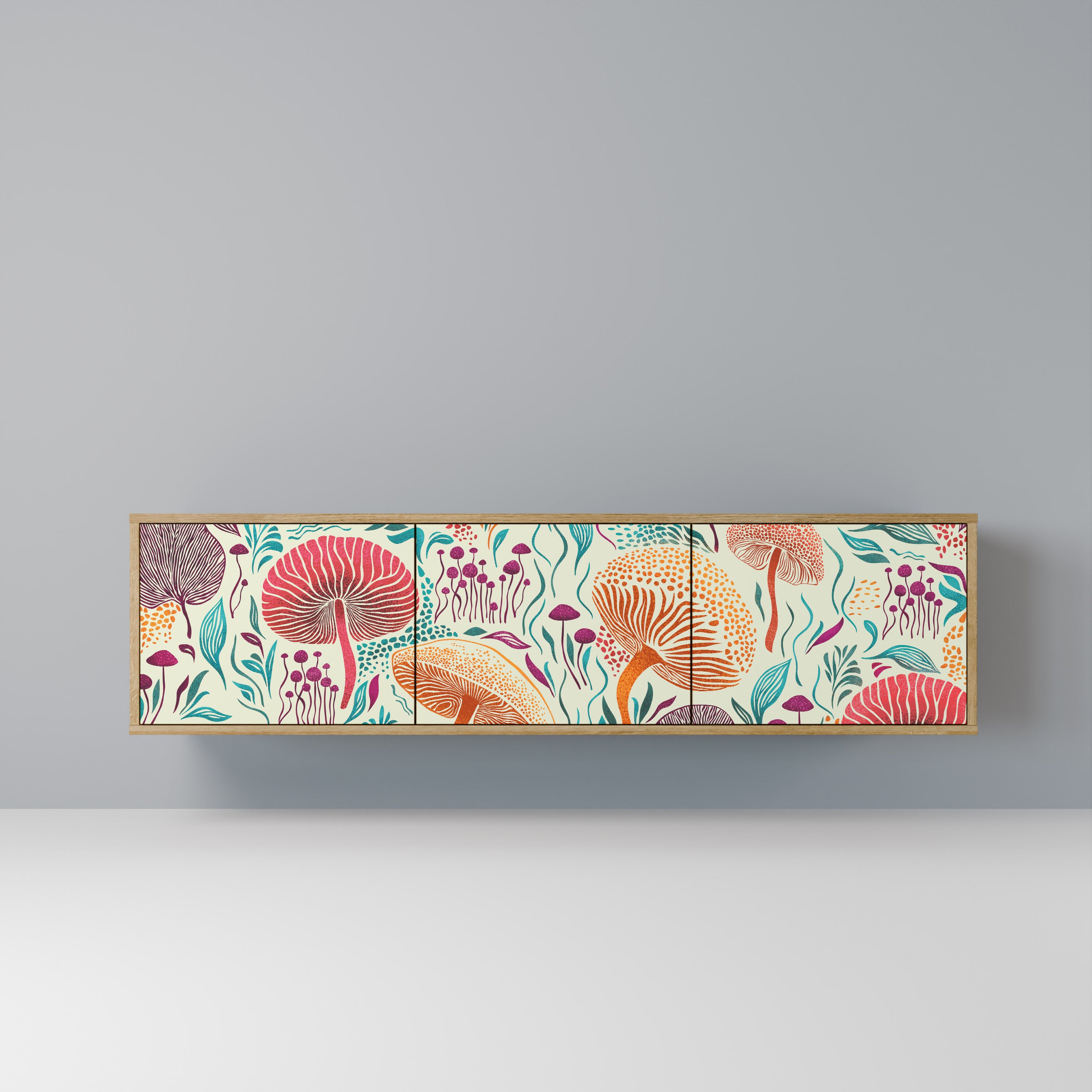 Mueble de TV FUNGUS FANTASY de 3 puertas con efecto roble