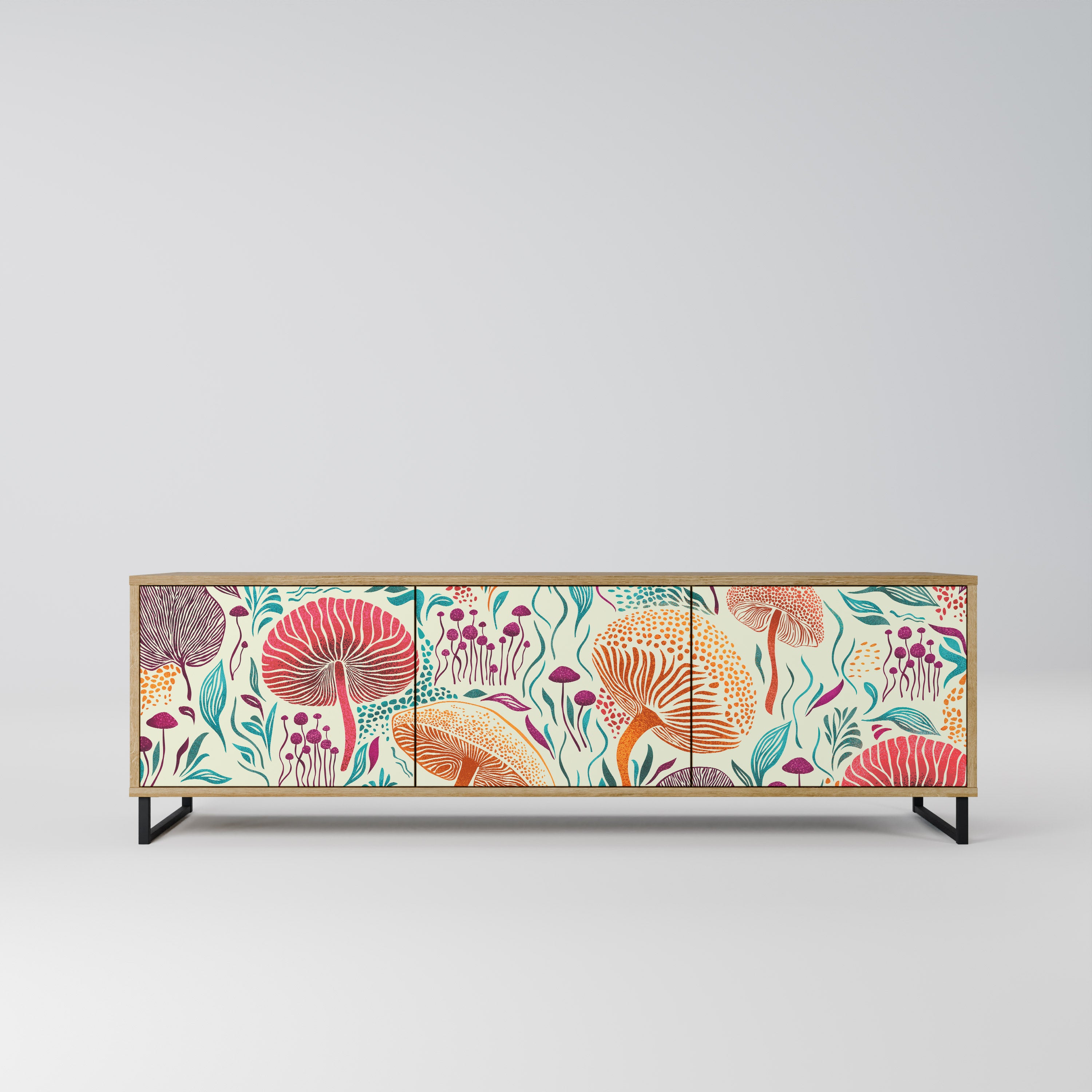 Mueble de TV FUNGUS FANTASY de 3 puertas con efecto roble